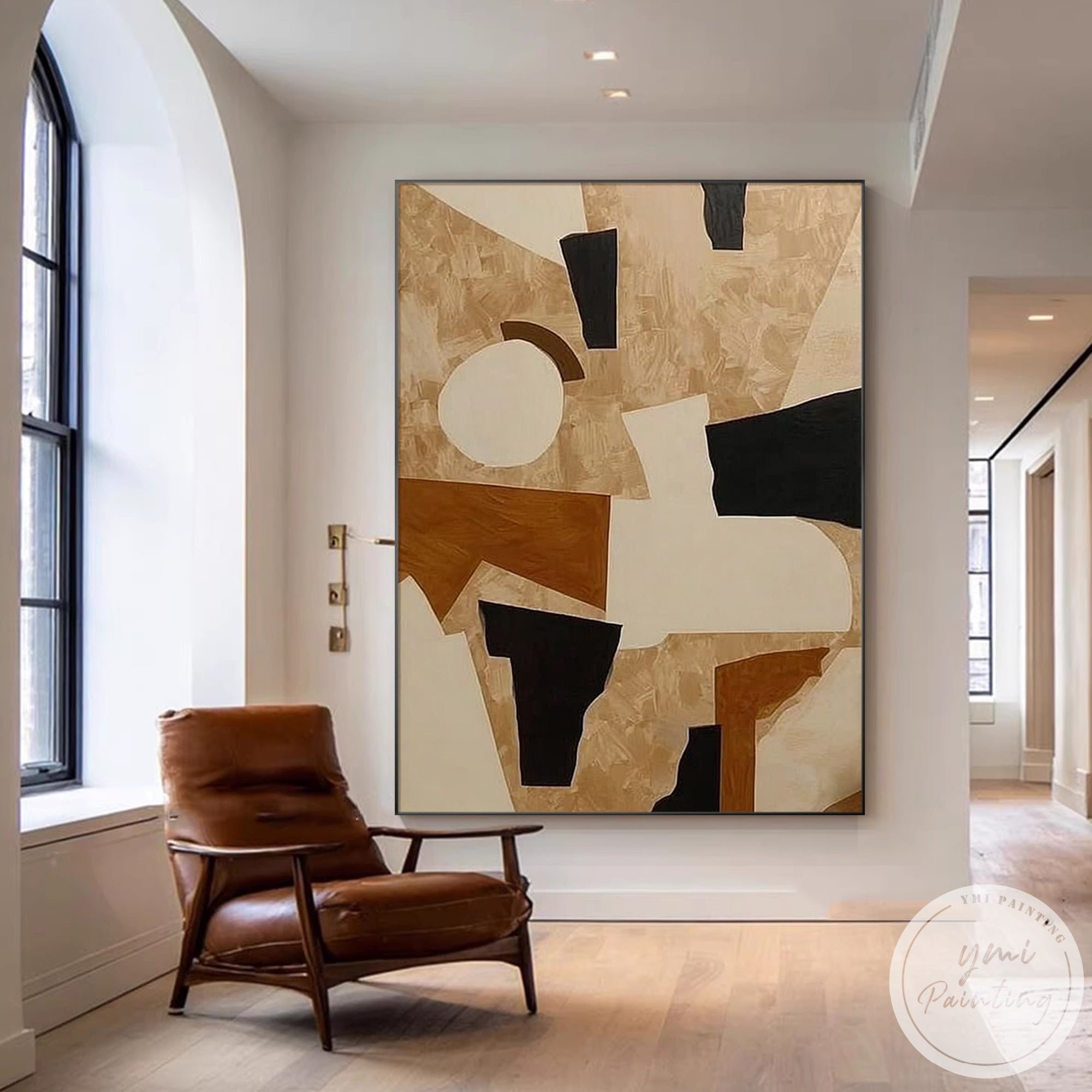 Contemporary neutral abstract canvas wall art