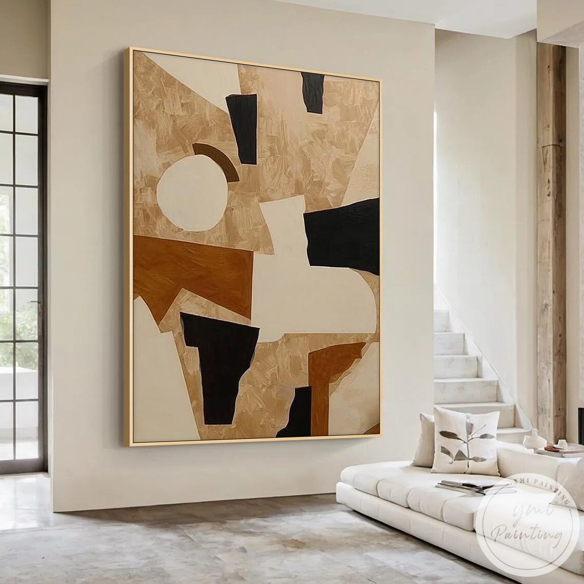 Mid century inspired geometric abstract painting