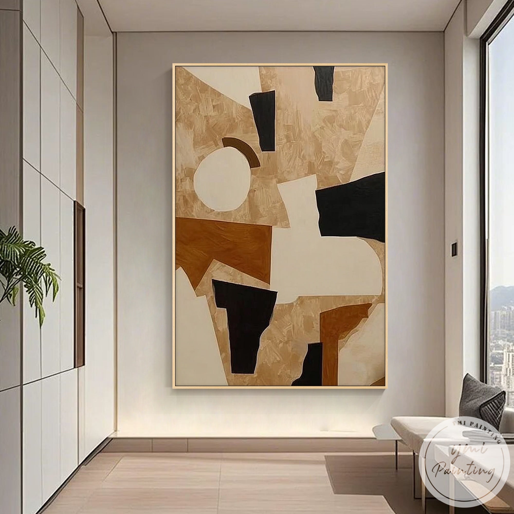 Abstract composition with shapes and balanced tones