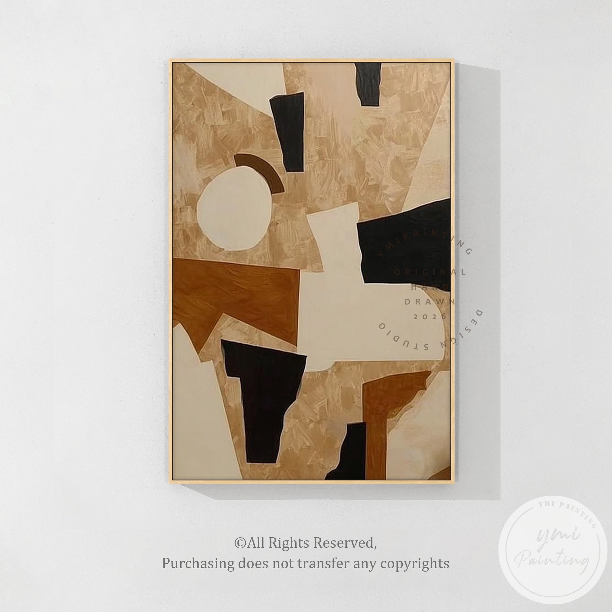 Neutral modern artwork with black accents