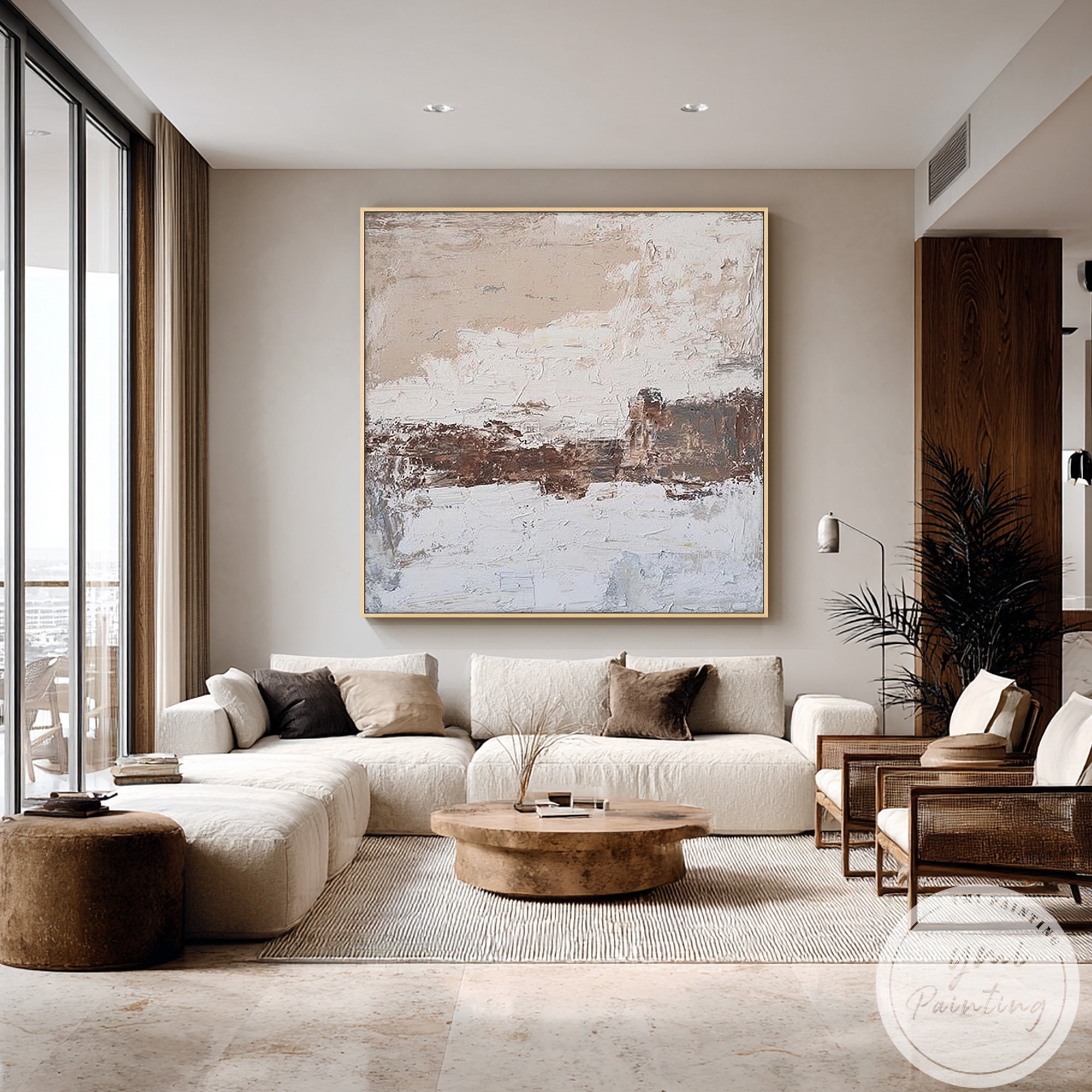 minimalist abstract nature artwork with soft earthy tones