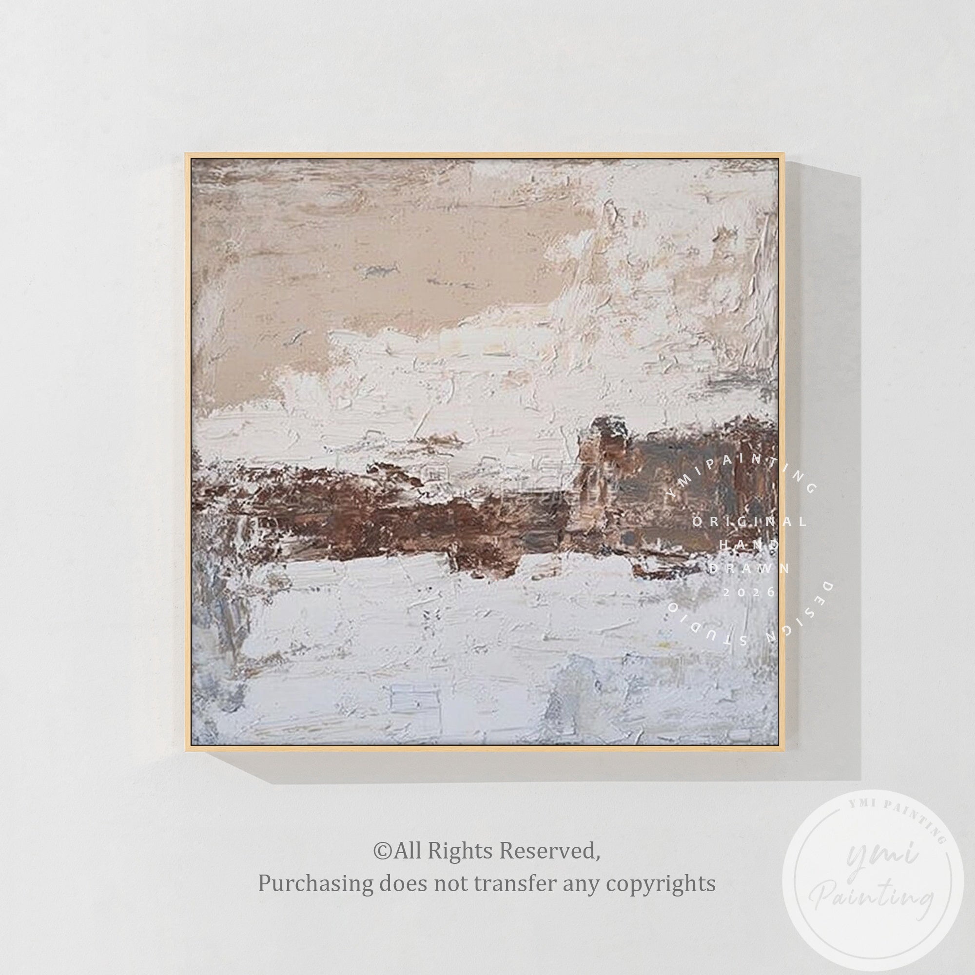 minimalist beige abstract painting with layered texture details