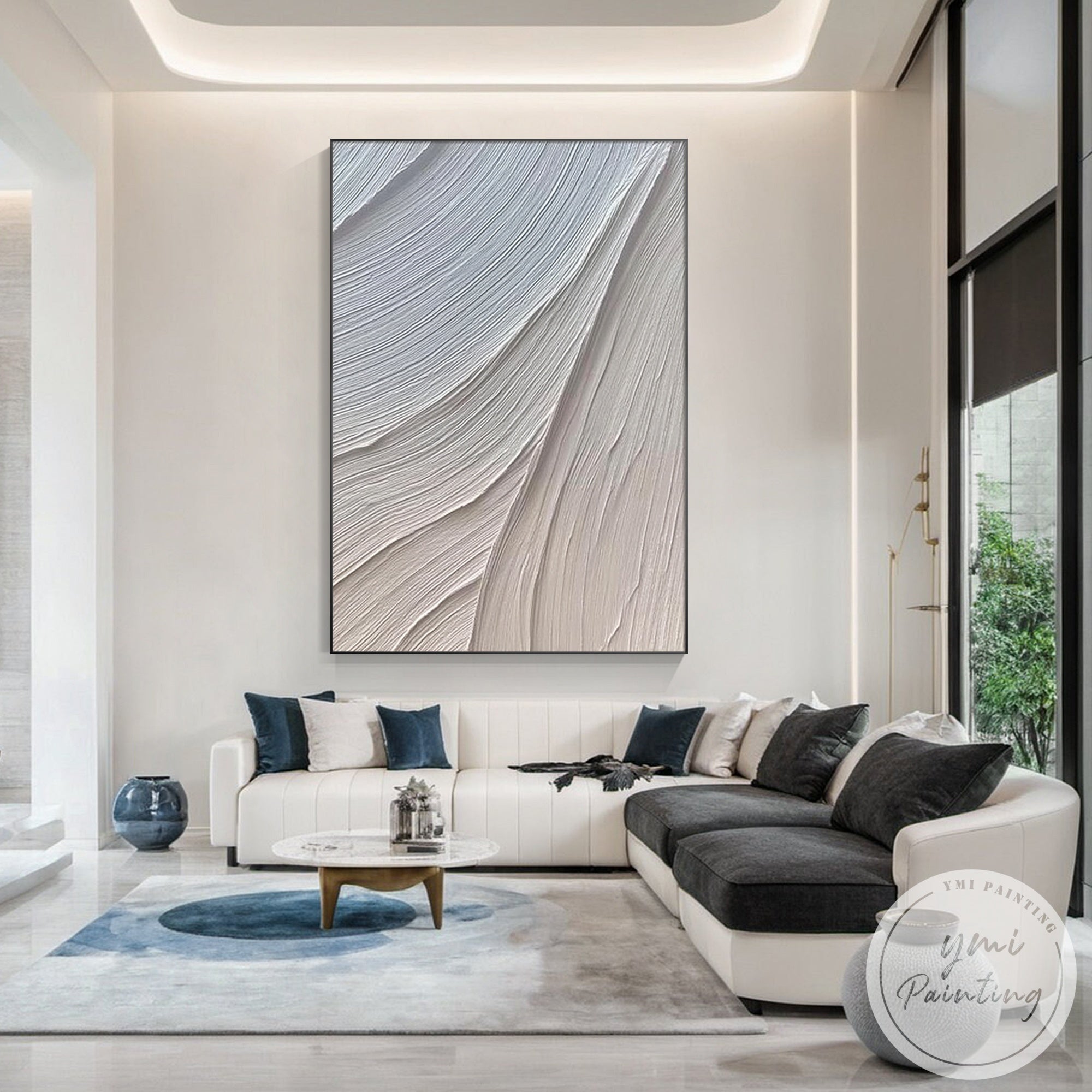 minimalist beige textured canvas painting