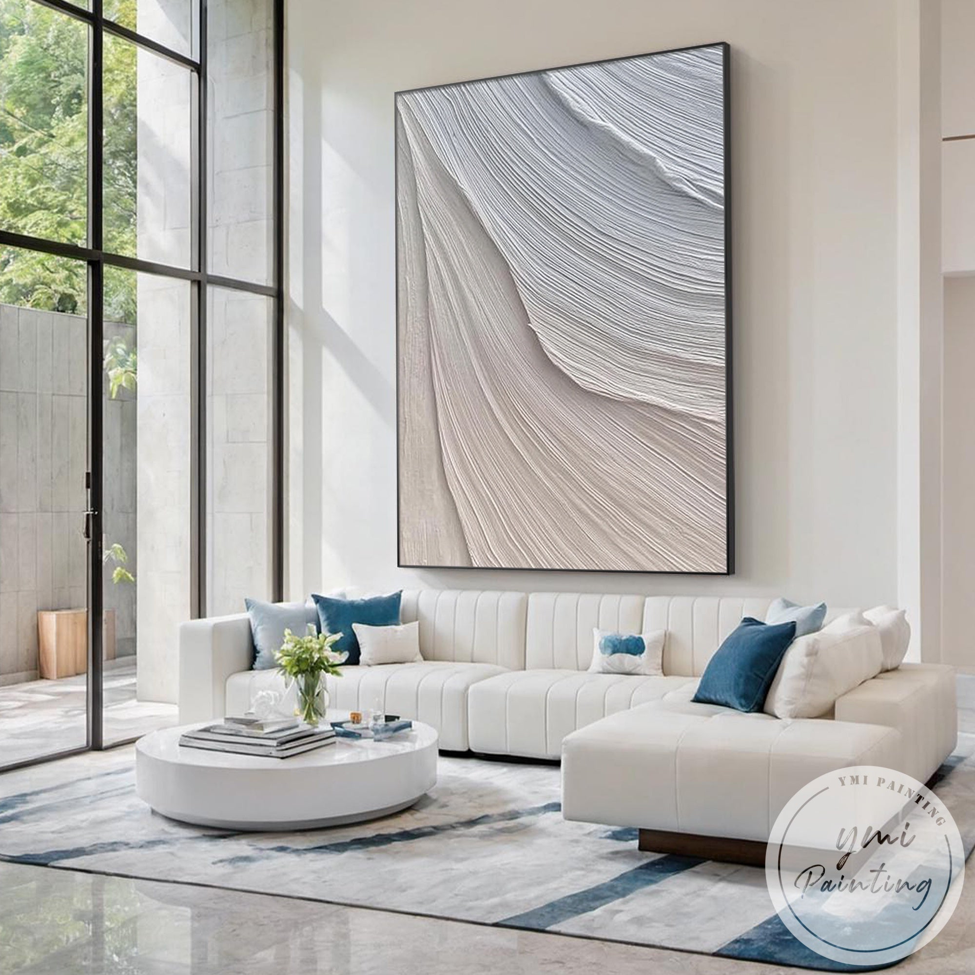 minimalist beige textured canvas painting