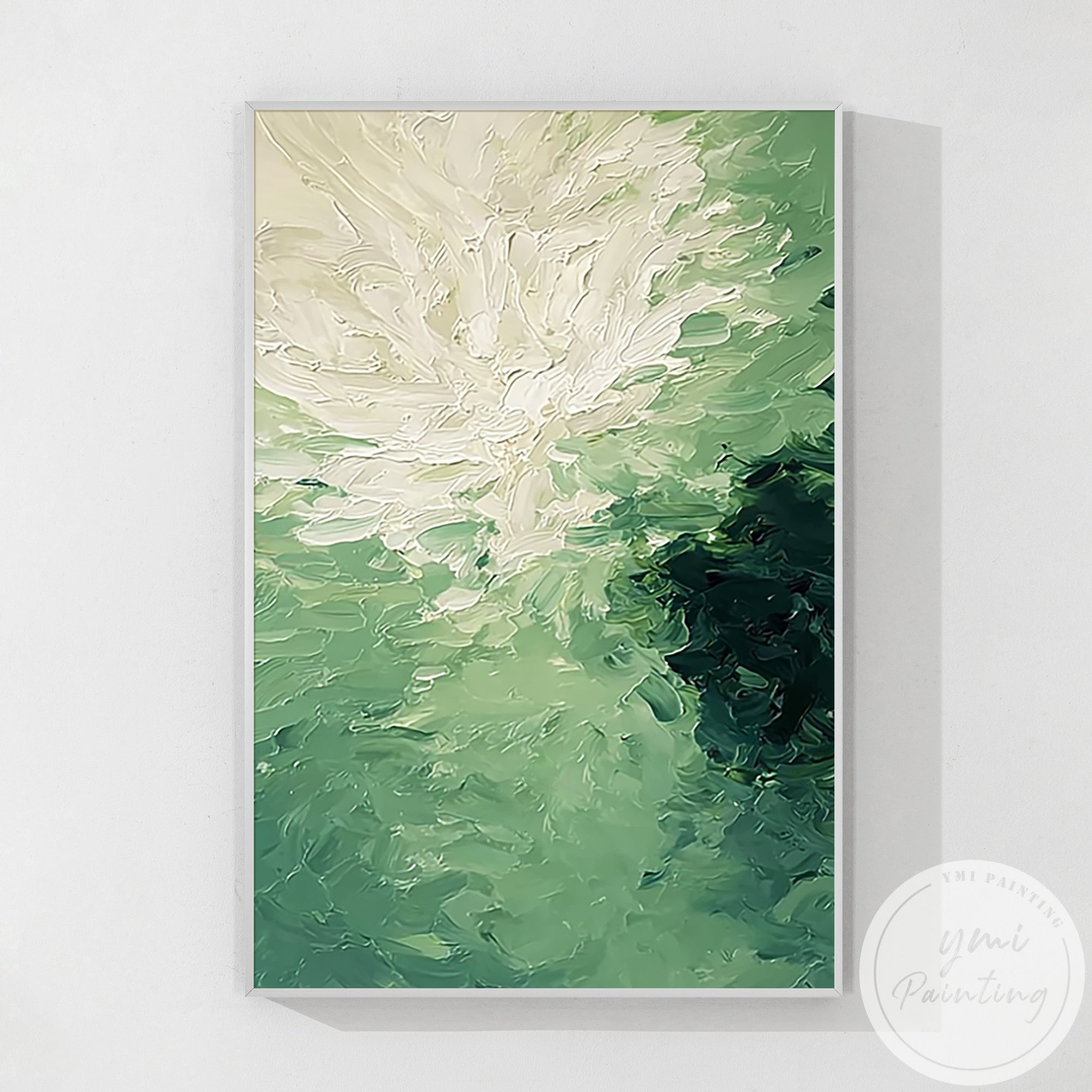 modern wall art green tones with natural flow design