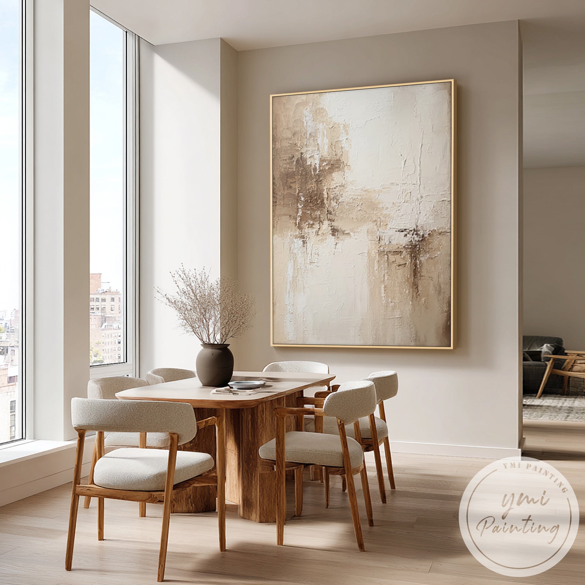 Earth tone abstract artwork with subtle brush texture