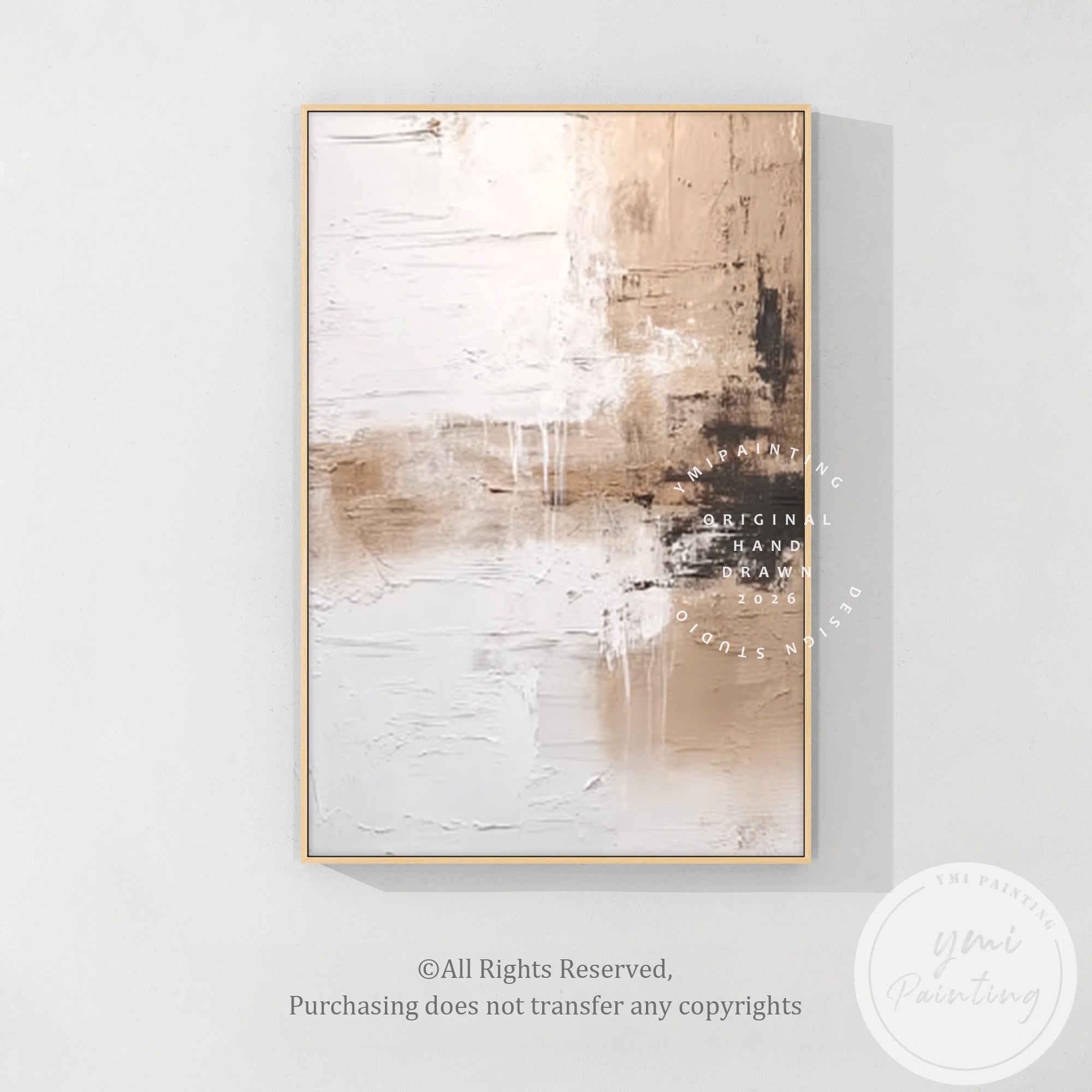 Hand painted style neutral abstract canvas texture