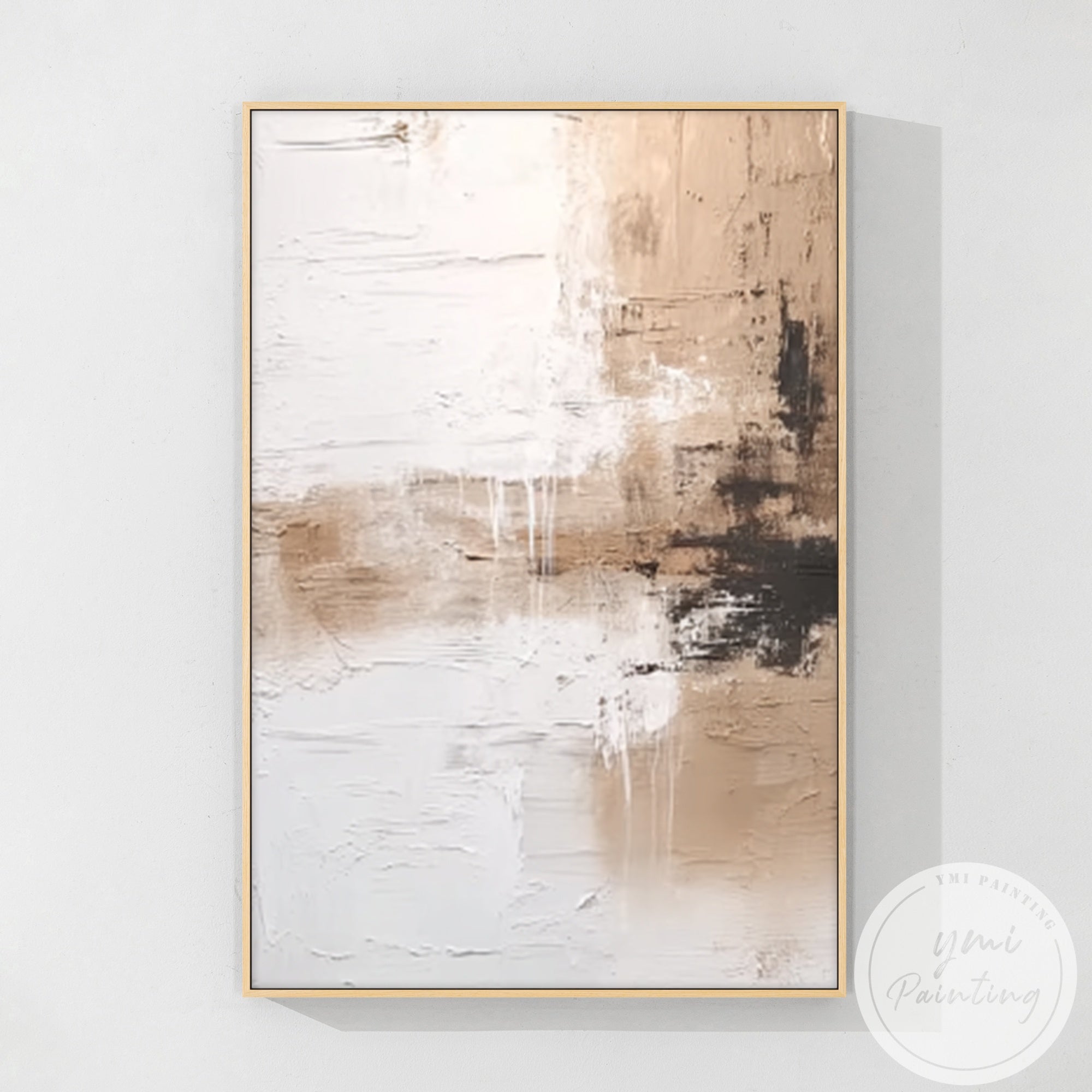 Soft beige abstract painting with organic texture