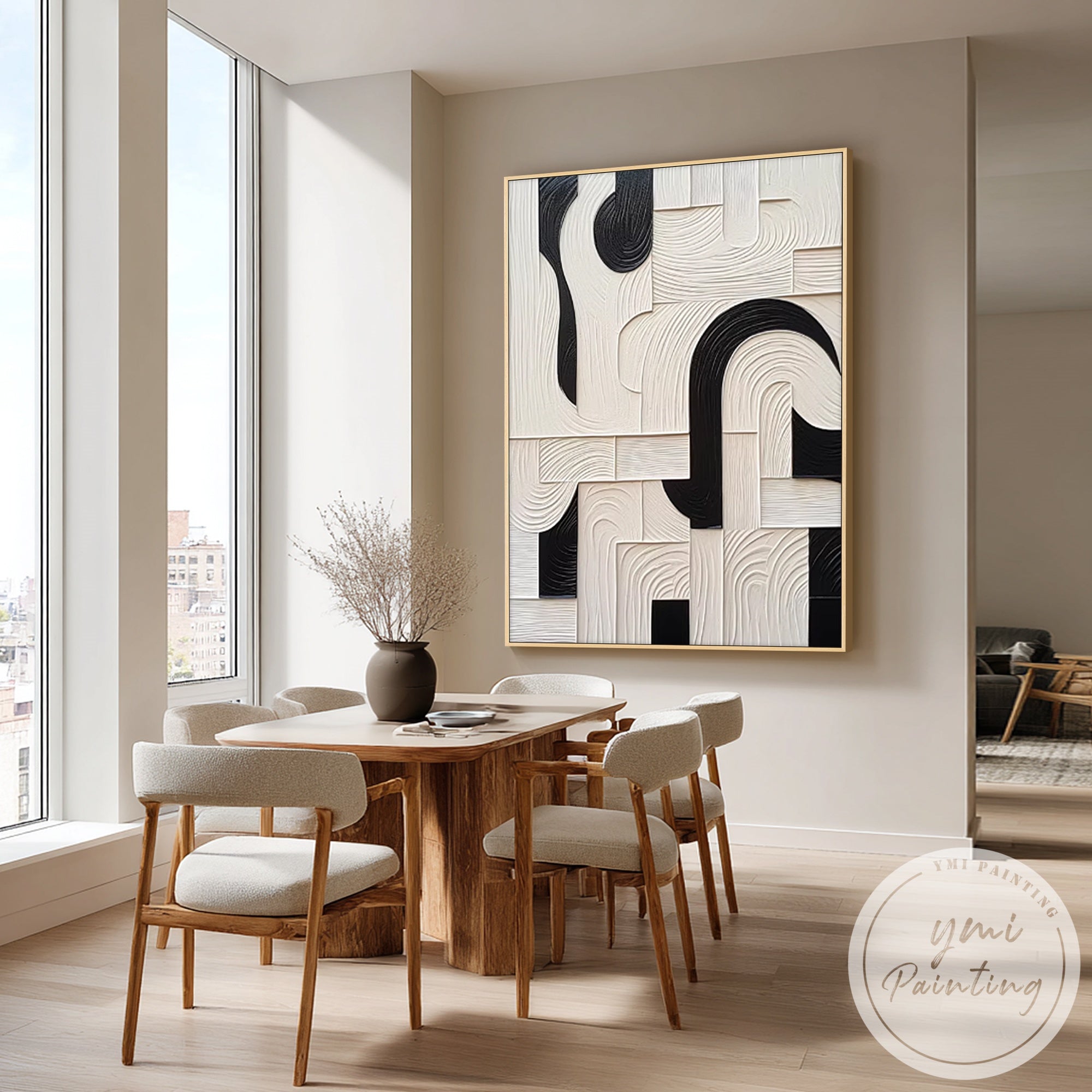 Relief texture abstract painting with layered design