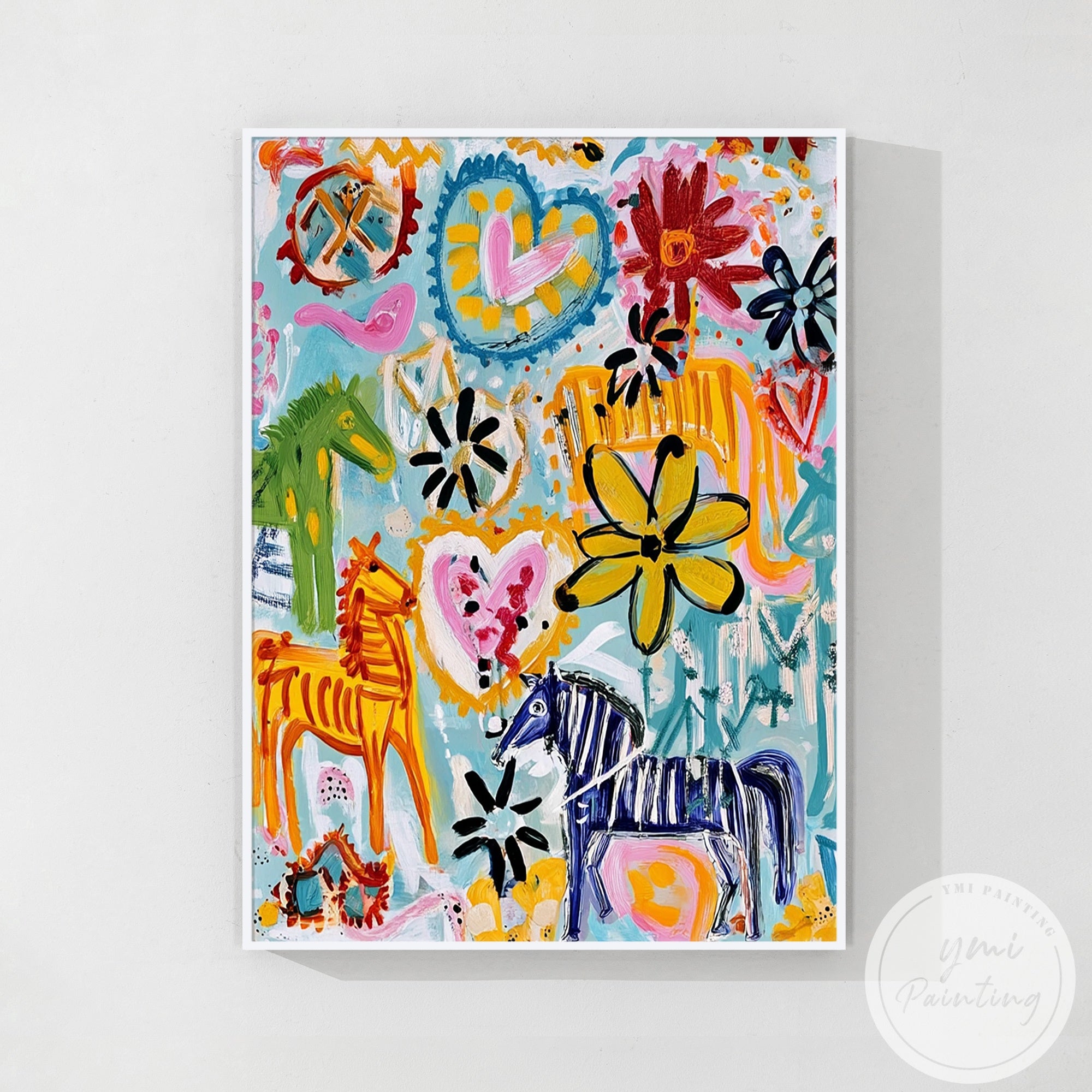 Joyful and lively abstract artwork on canvas