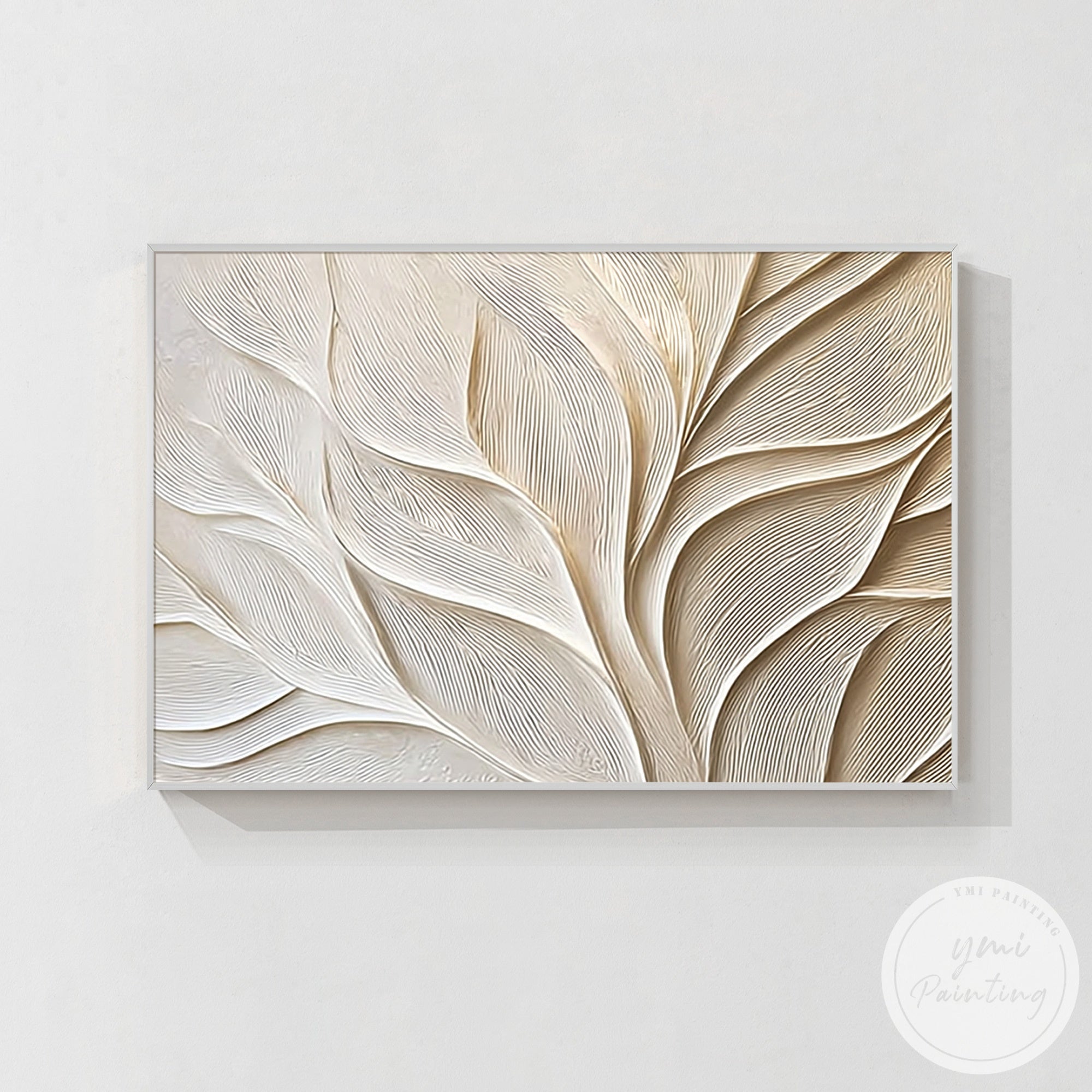 soft neutral botanical texture wall art