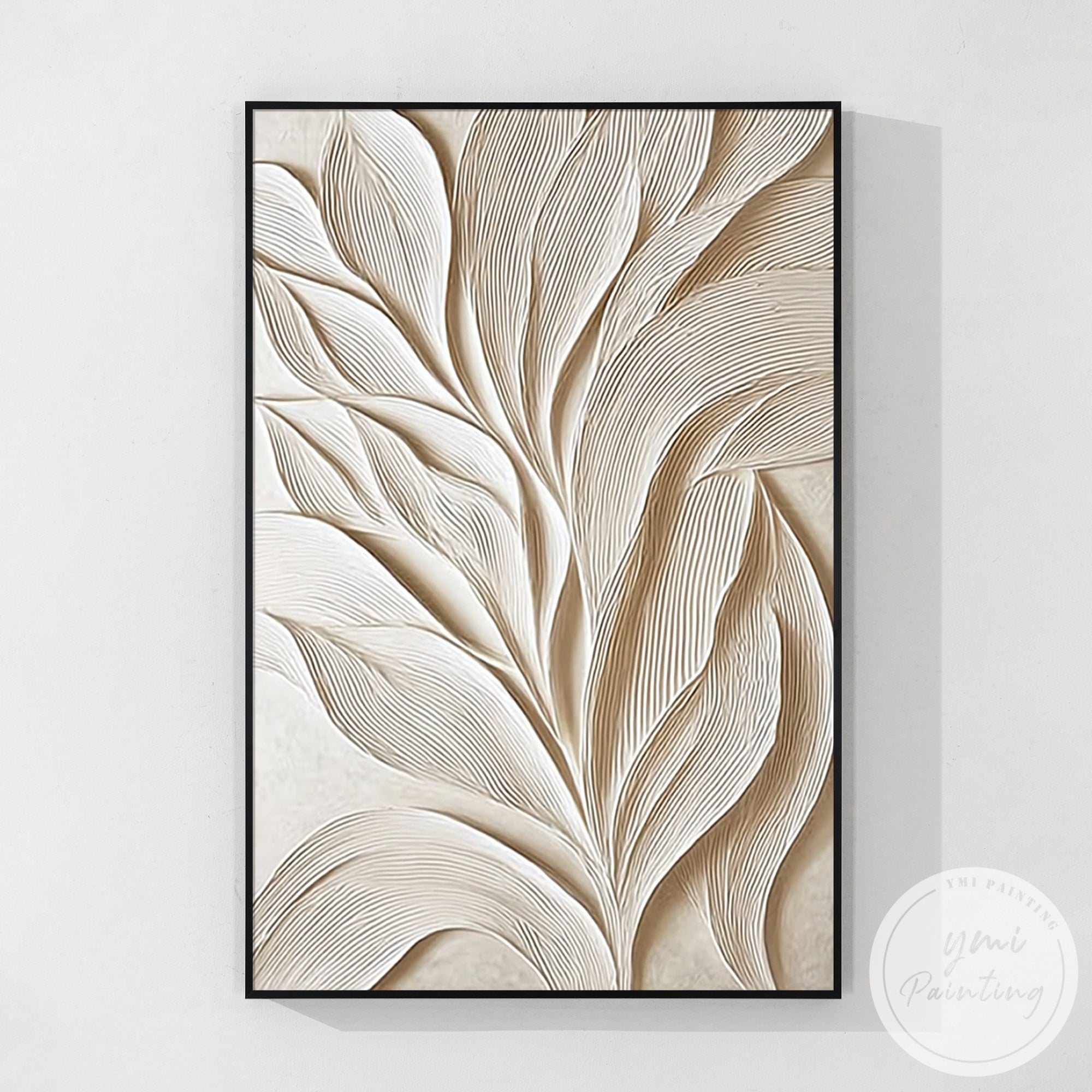 organic leaf textured canvas minimalist decor