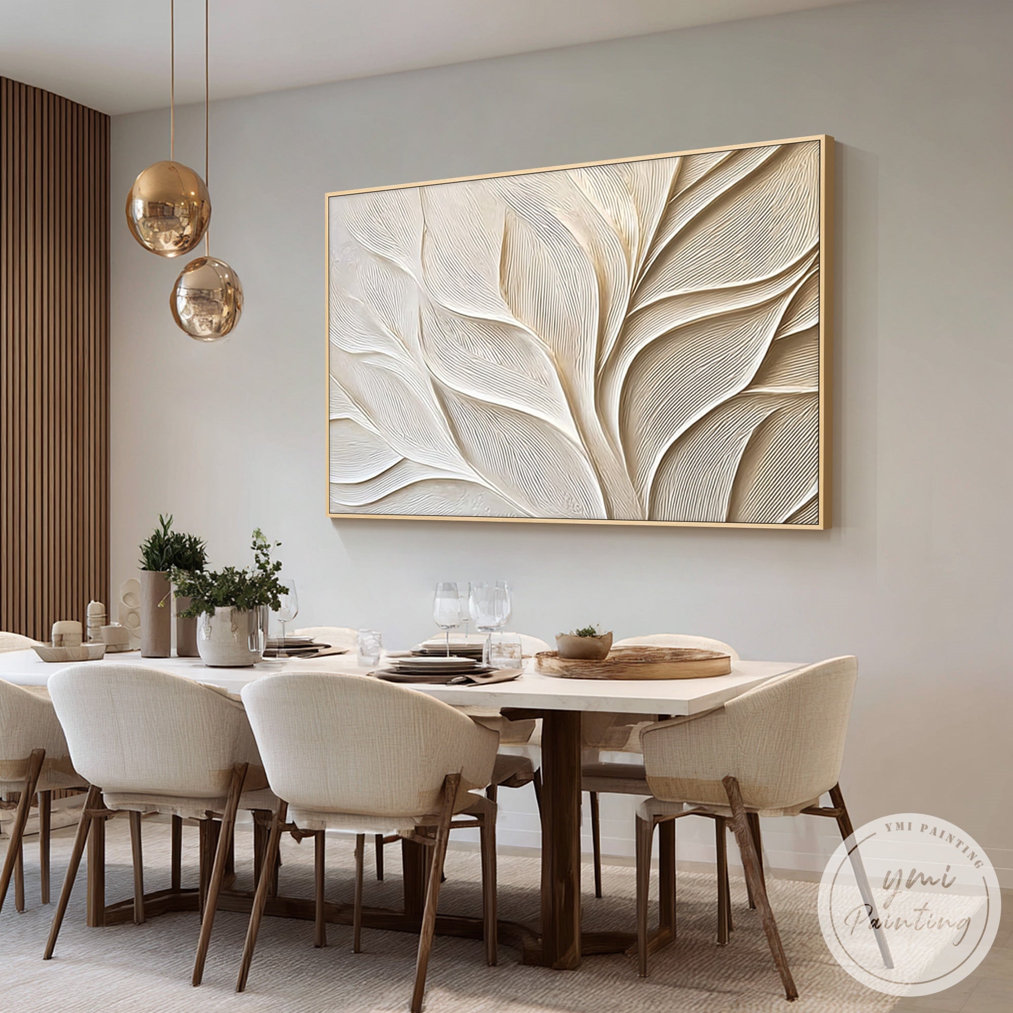 modern neutral leaf pattern wall decor