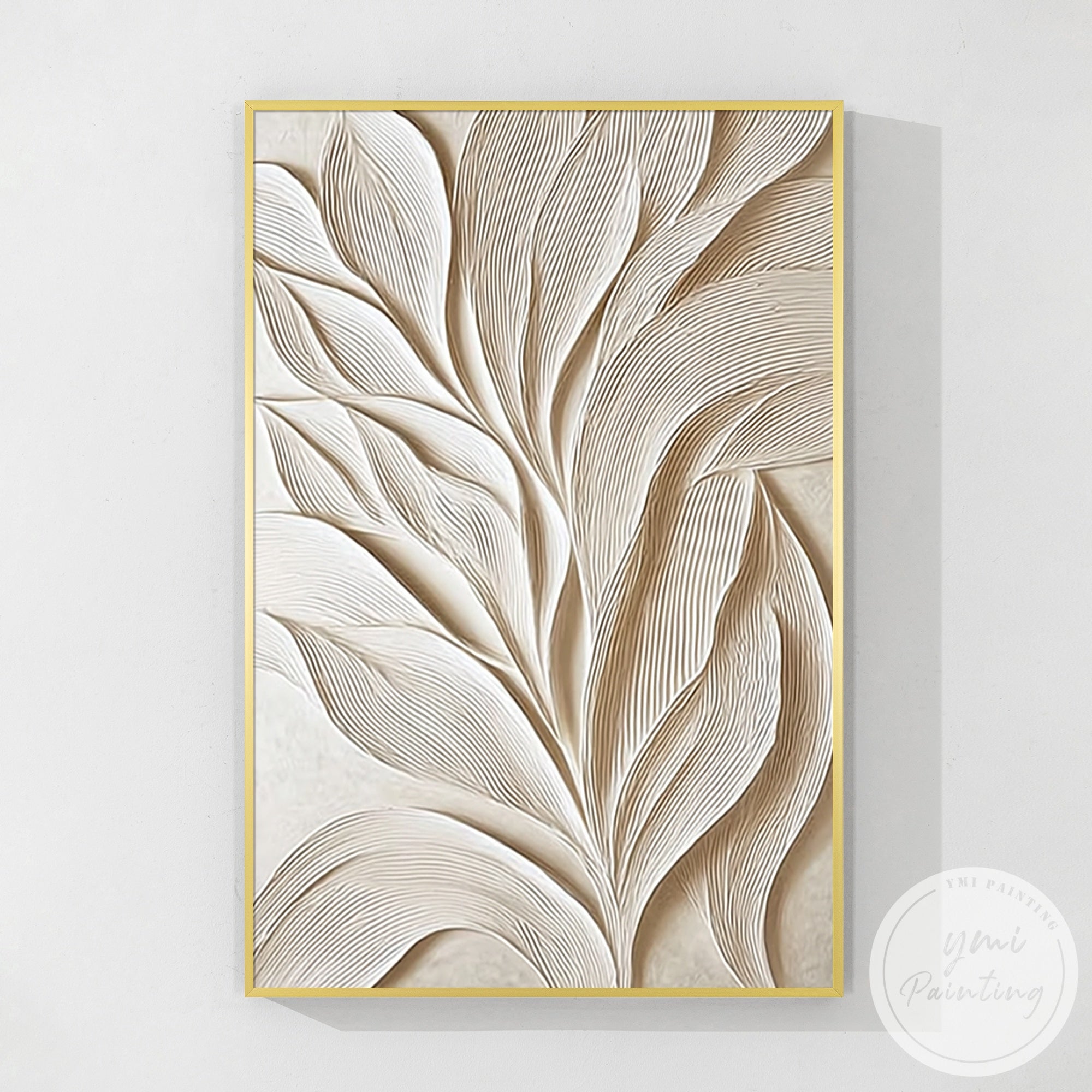Neutral Botanical Leaf Texture Abstract Wall Art