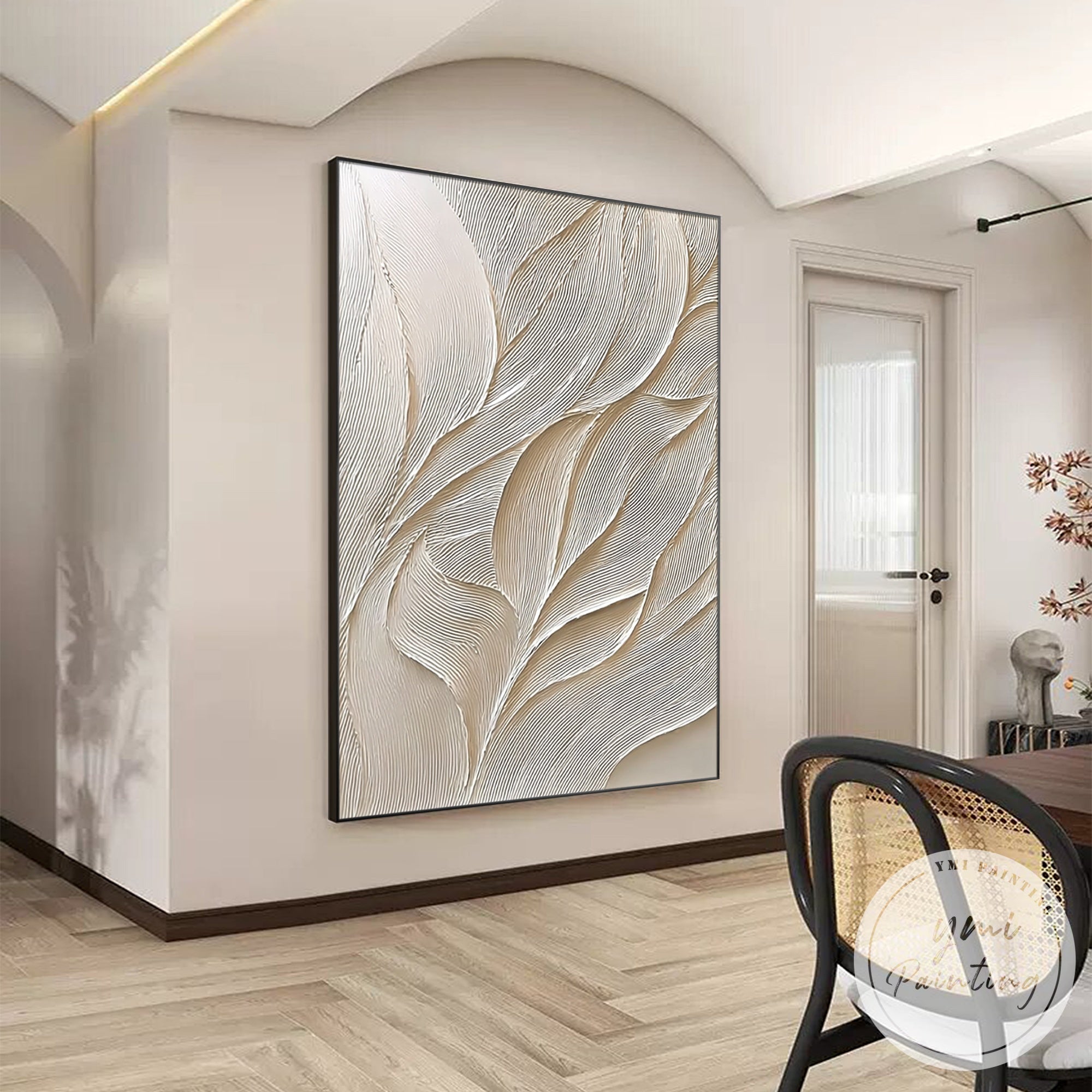 ivory textured abstract art