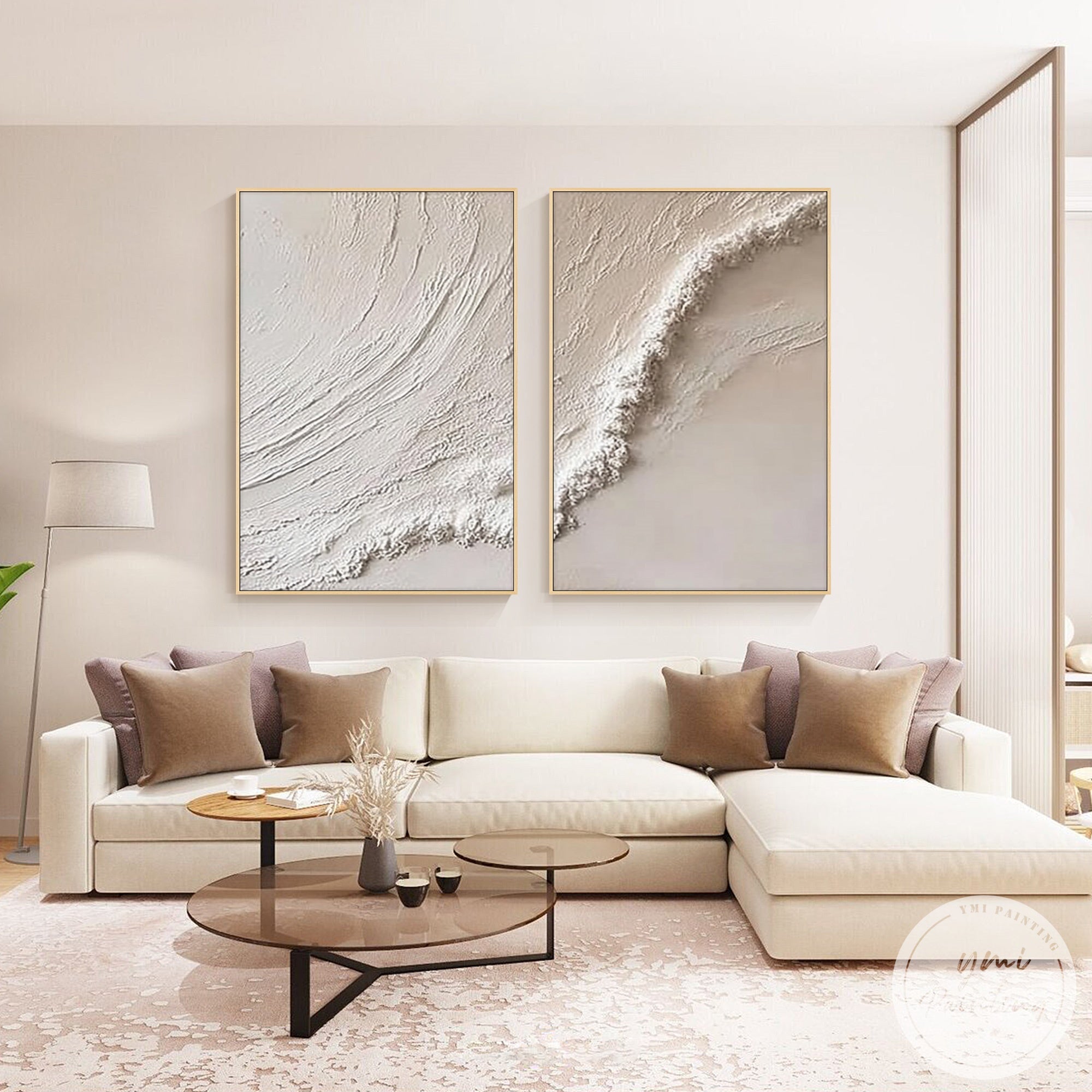 hand painted abstract diptych canvas textured surface