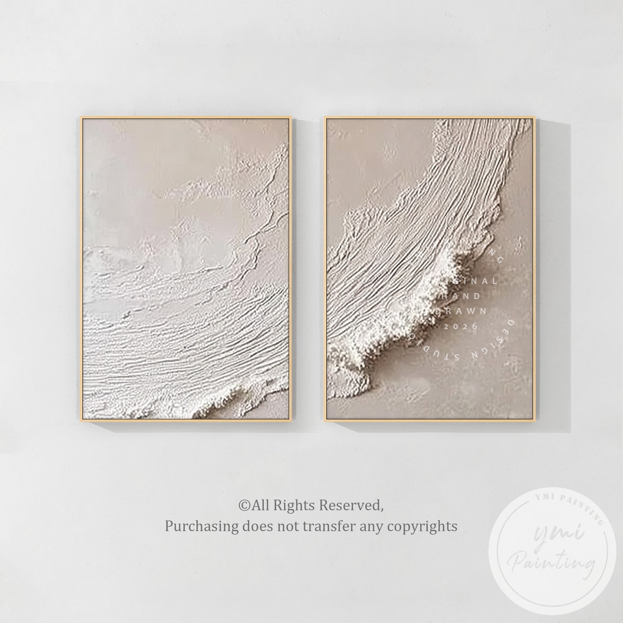 handmade abstract canvas beige tones subtle texture detail