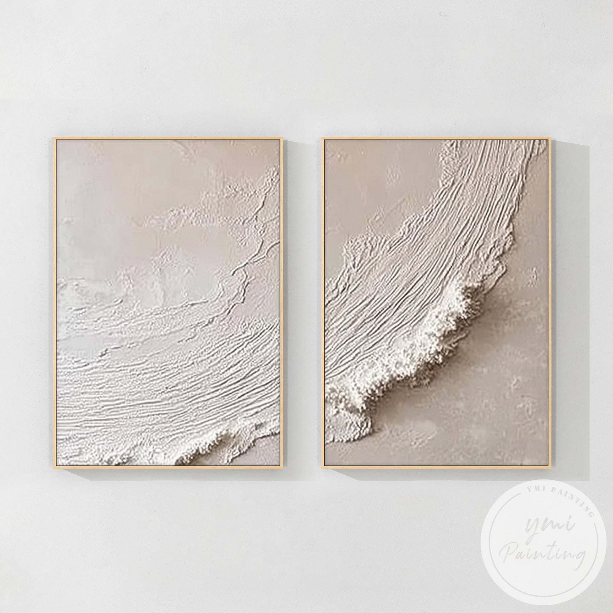 abstract beige canvas art two panel textured finish