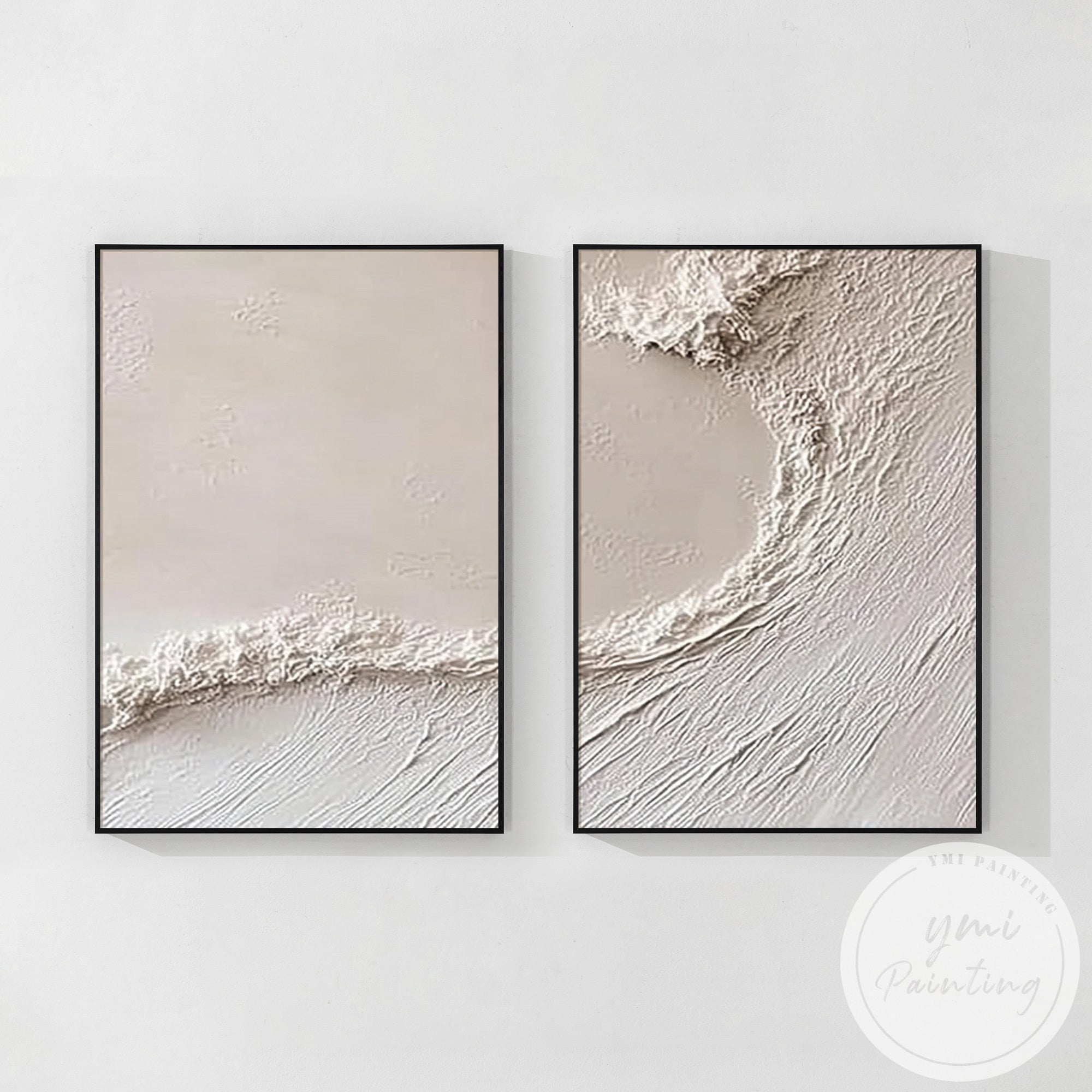Neutral Coastal Wave Abstract Wall Art Set