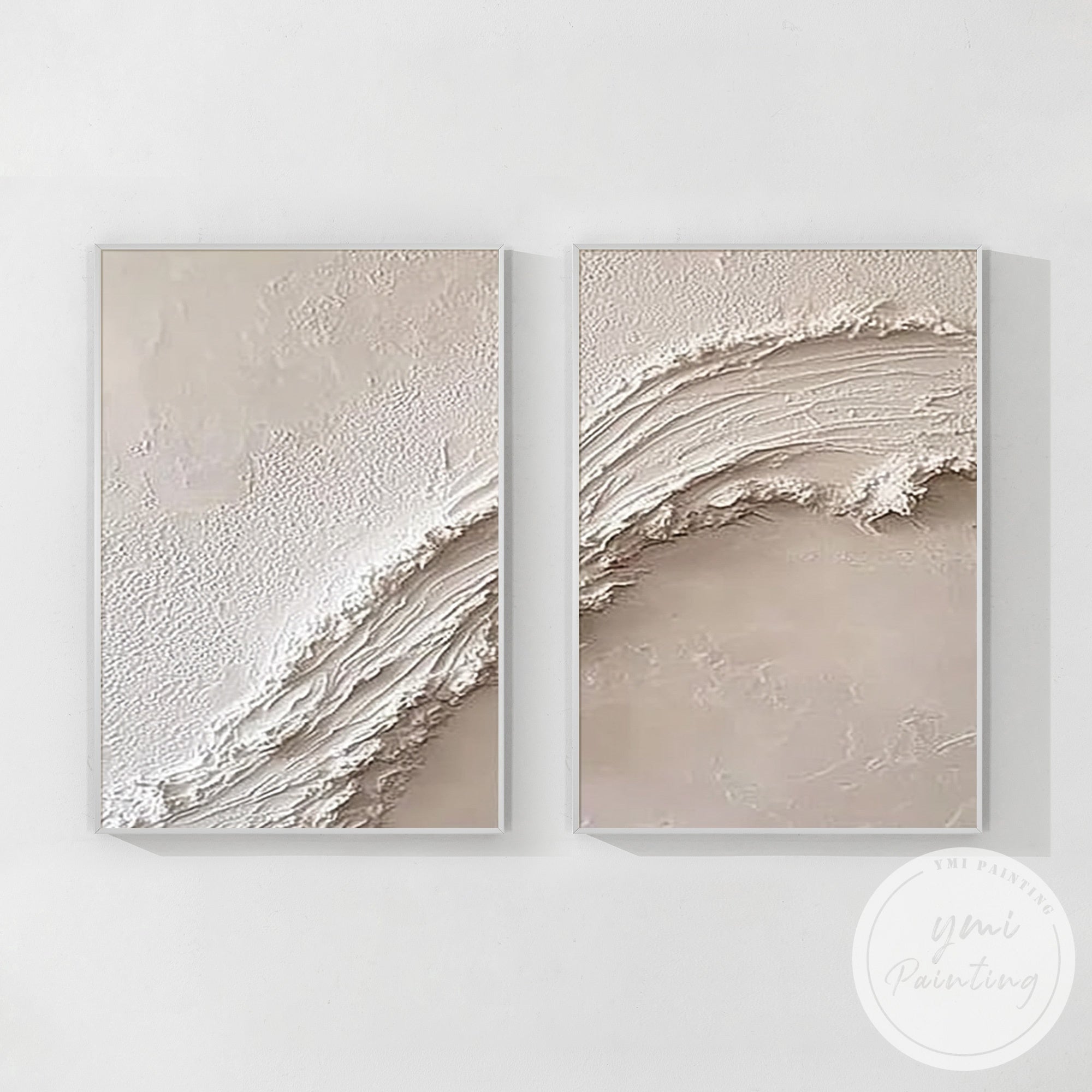 neutral ocean wave abstract wall art set of 2