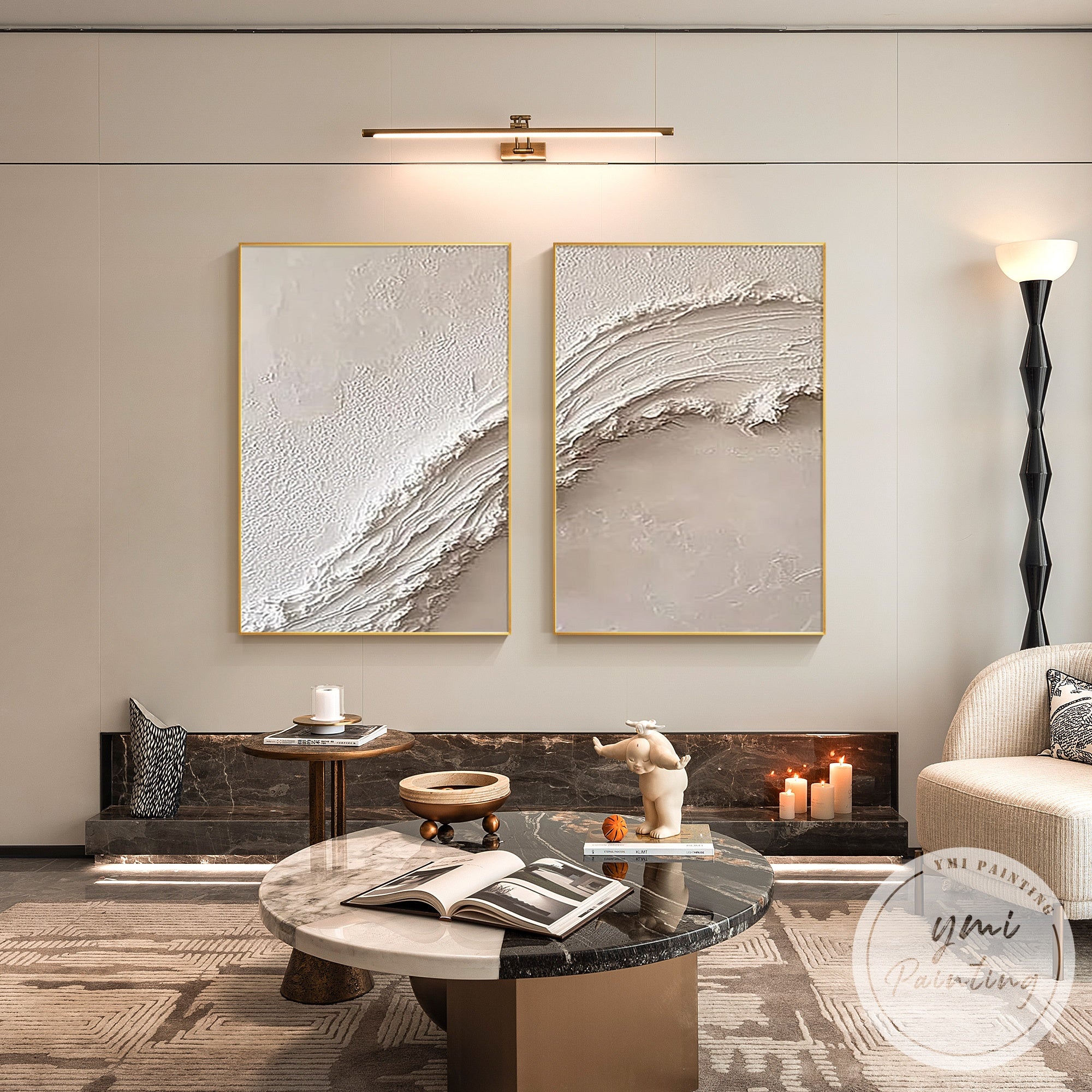 textured ocean inspired wall art neutral tones