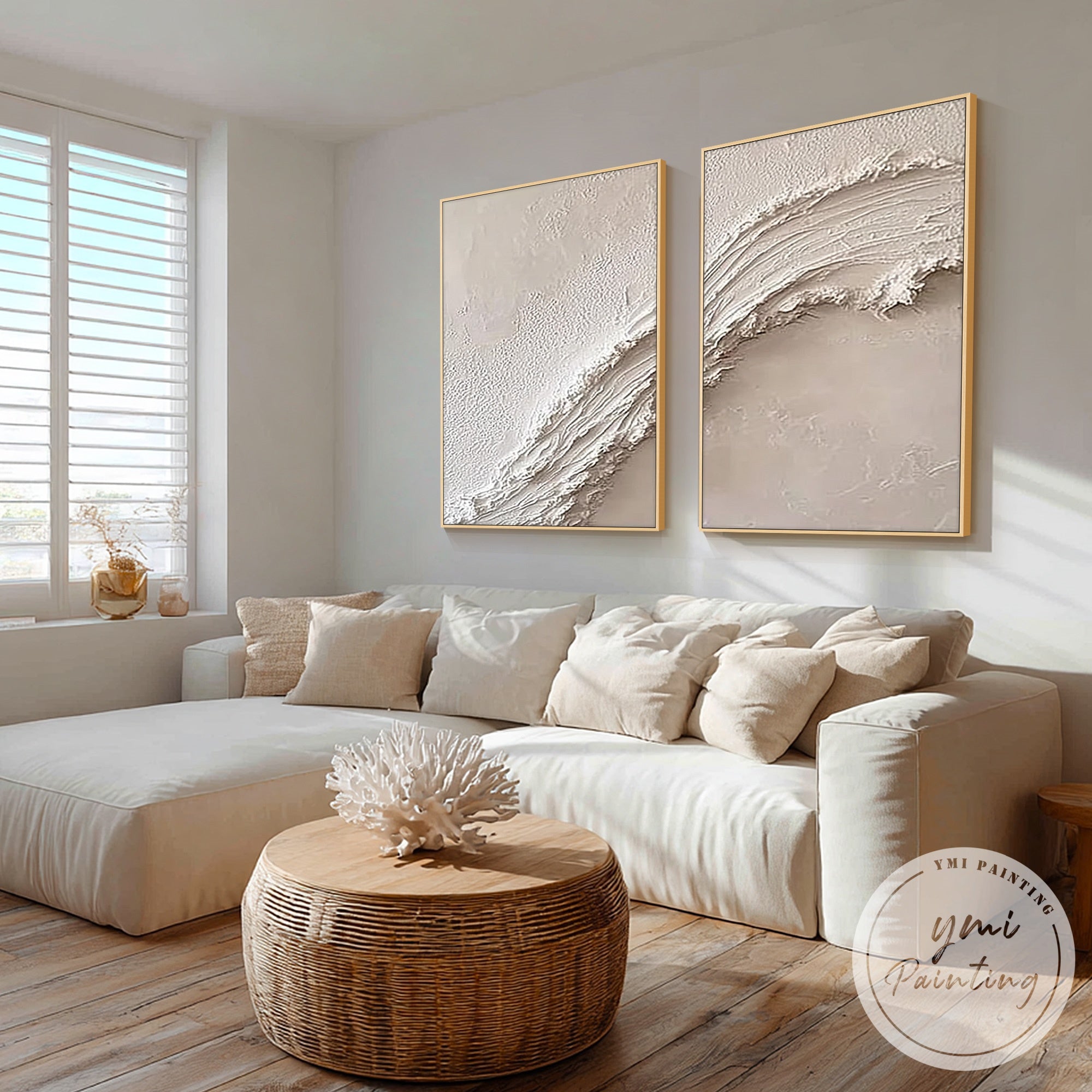 modern coastal abstract wave canvas set