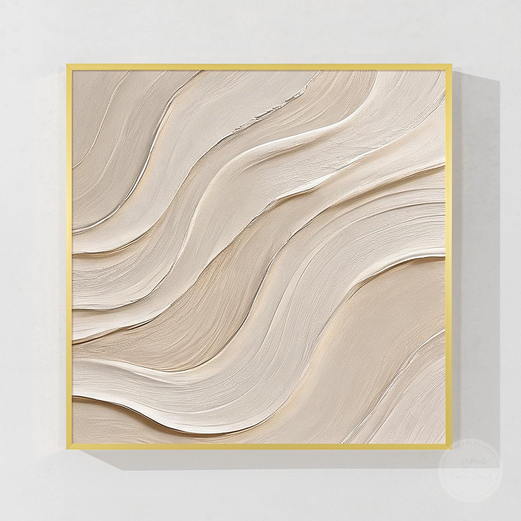 Organic minimalist canvas wall art in beige and ivory colors