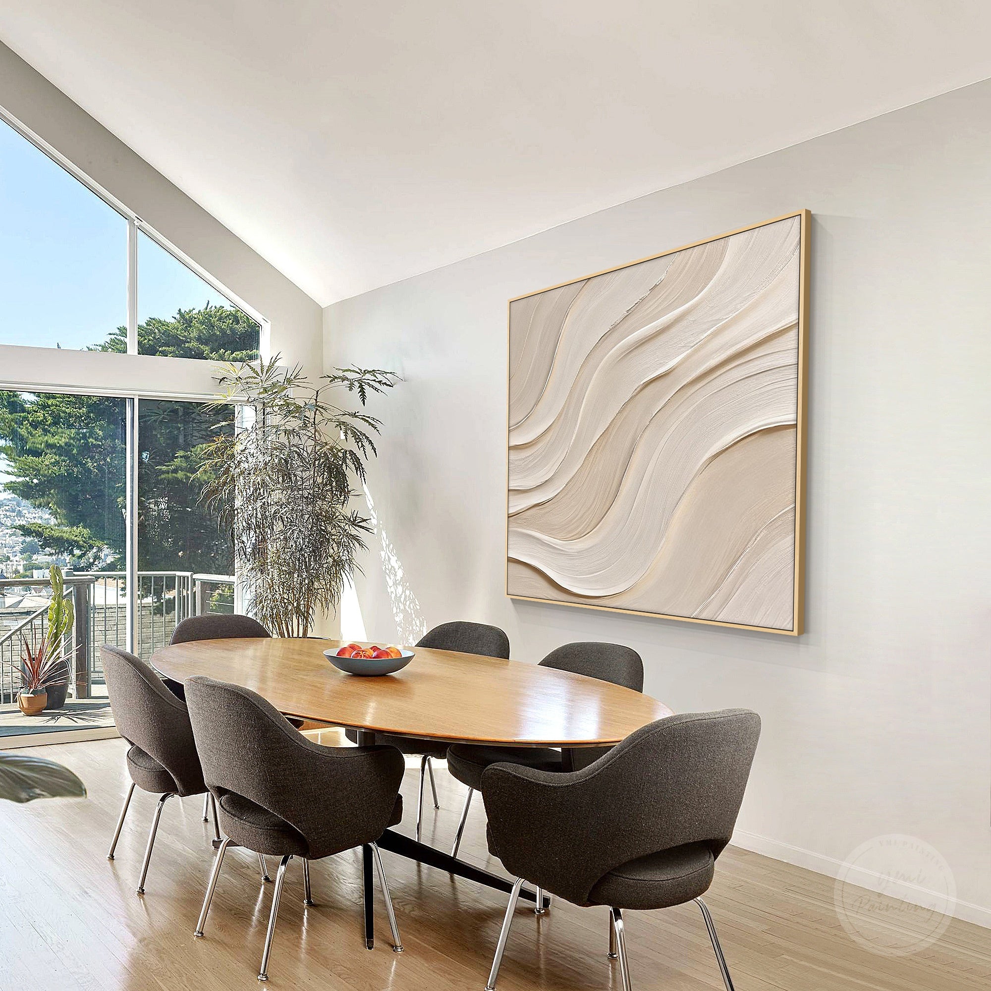 Modern wabi sabi abstract artwork with 3D surface texture