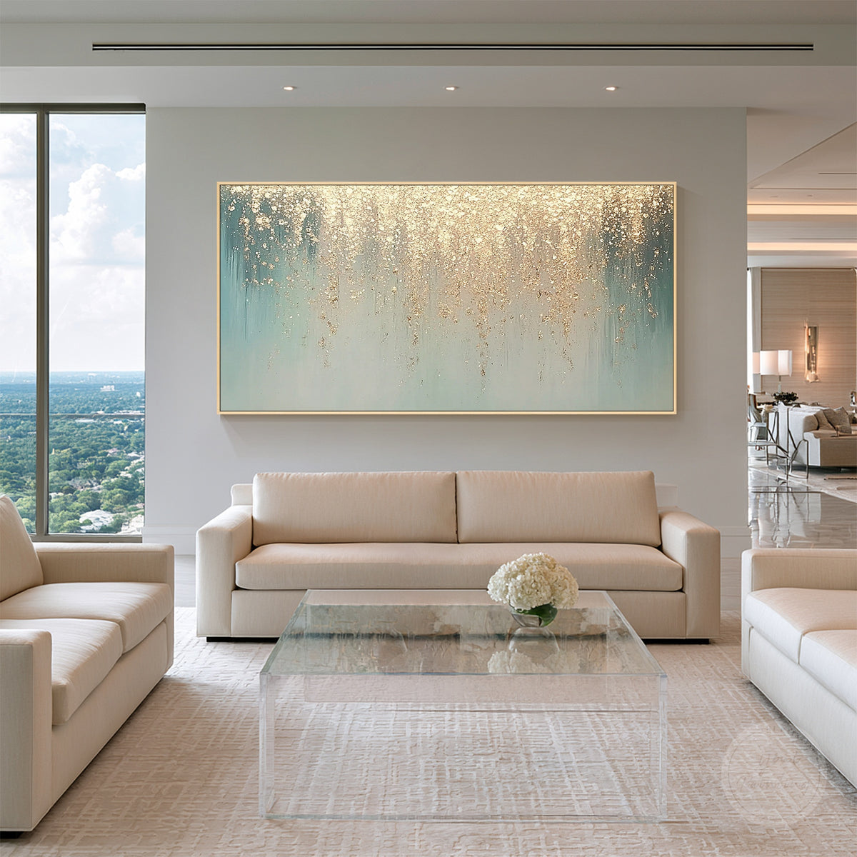 Pale mint aqua textured wall decor
