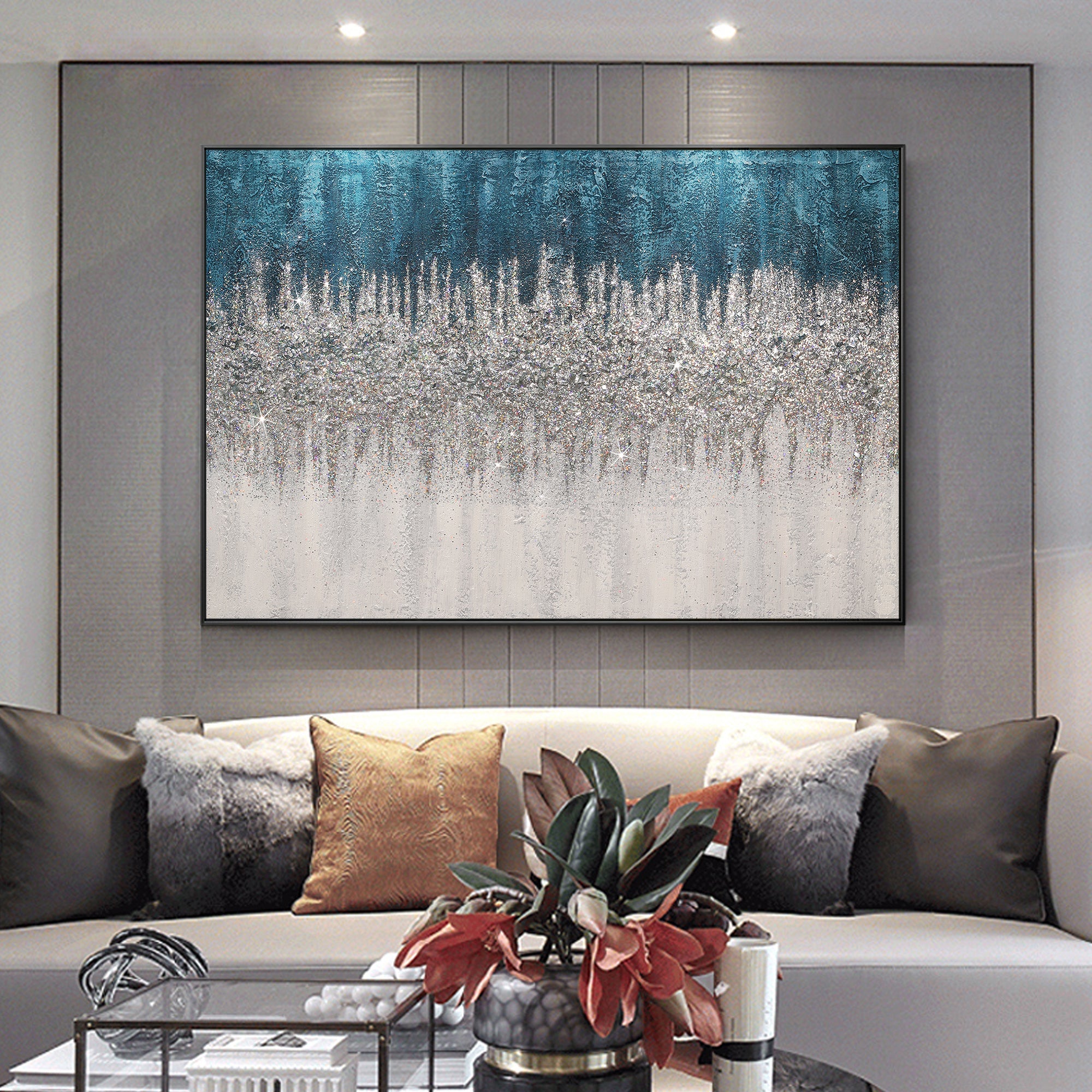 Silver Glitter Wall Art #YMA076