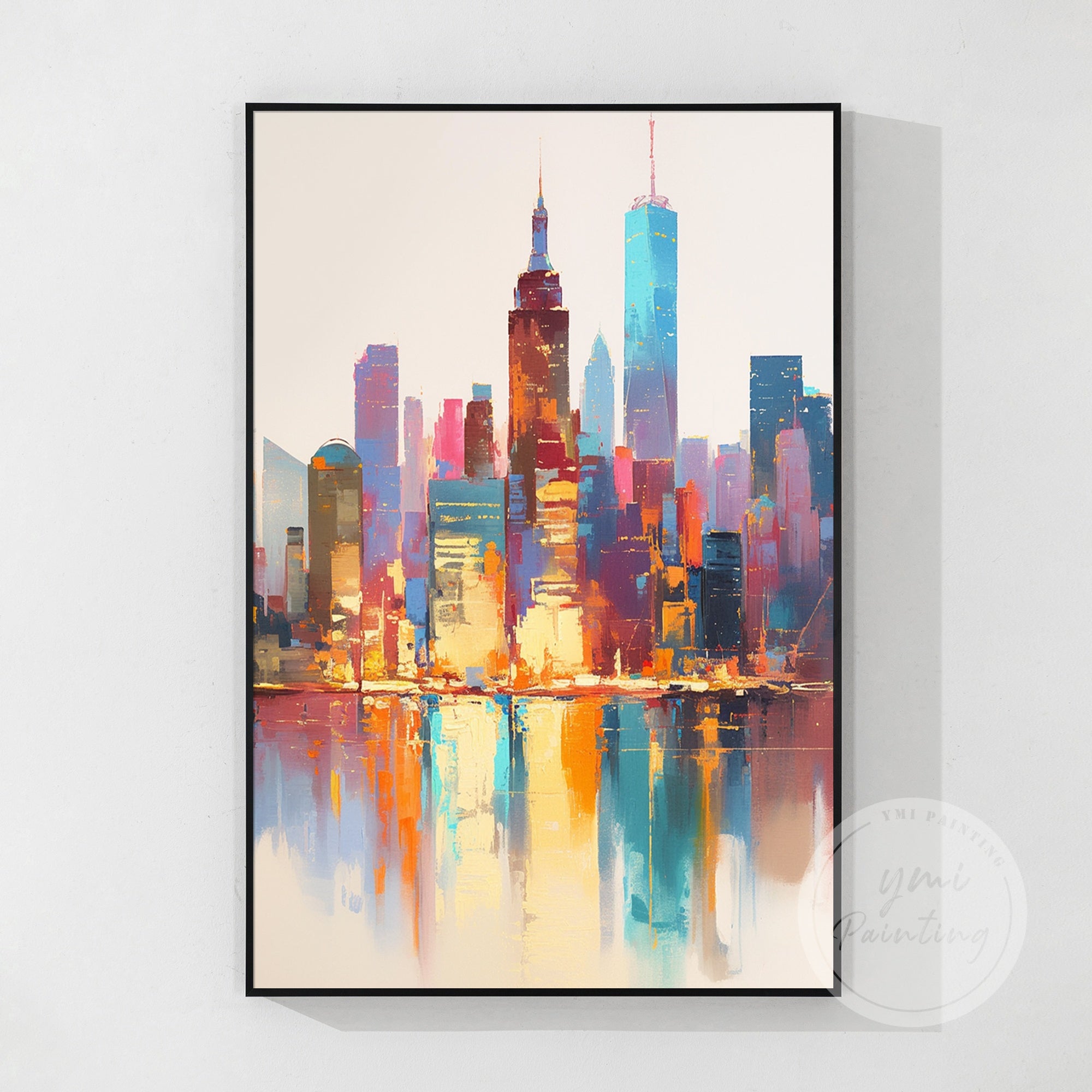 Modern abstract art featuring the towering skyscrapers of New York City, a perfect addition to contemporary urban decor.