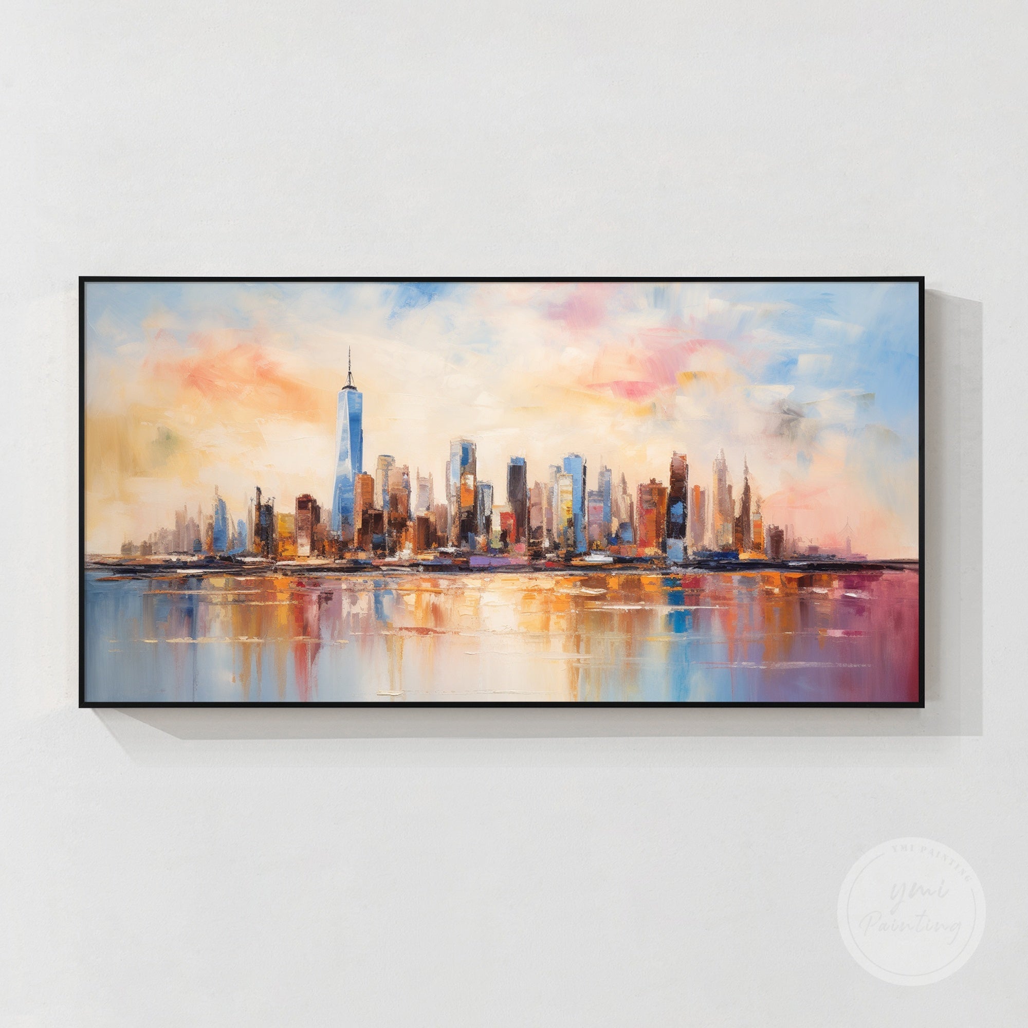 Neutral abstract NYC canvas painting