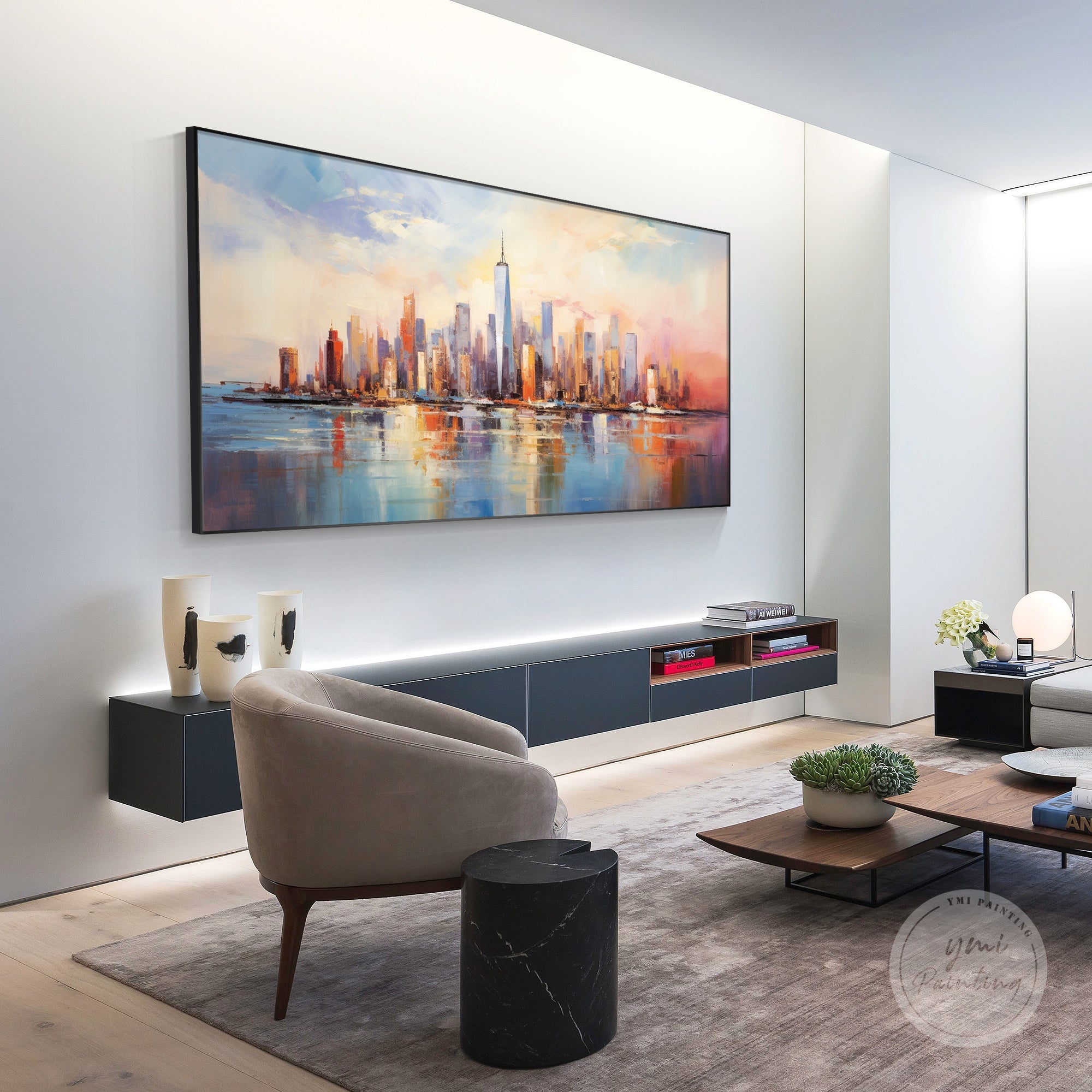 Modern NYC skyline artwork for living room