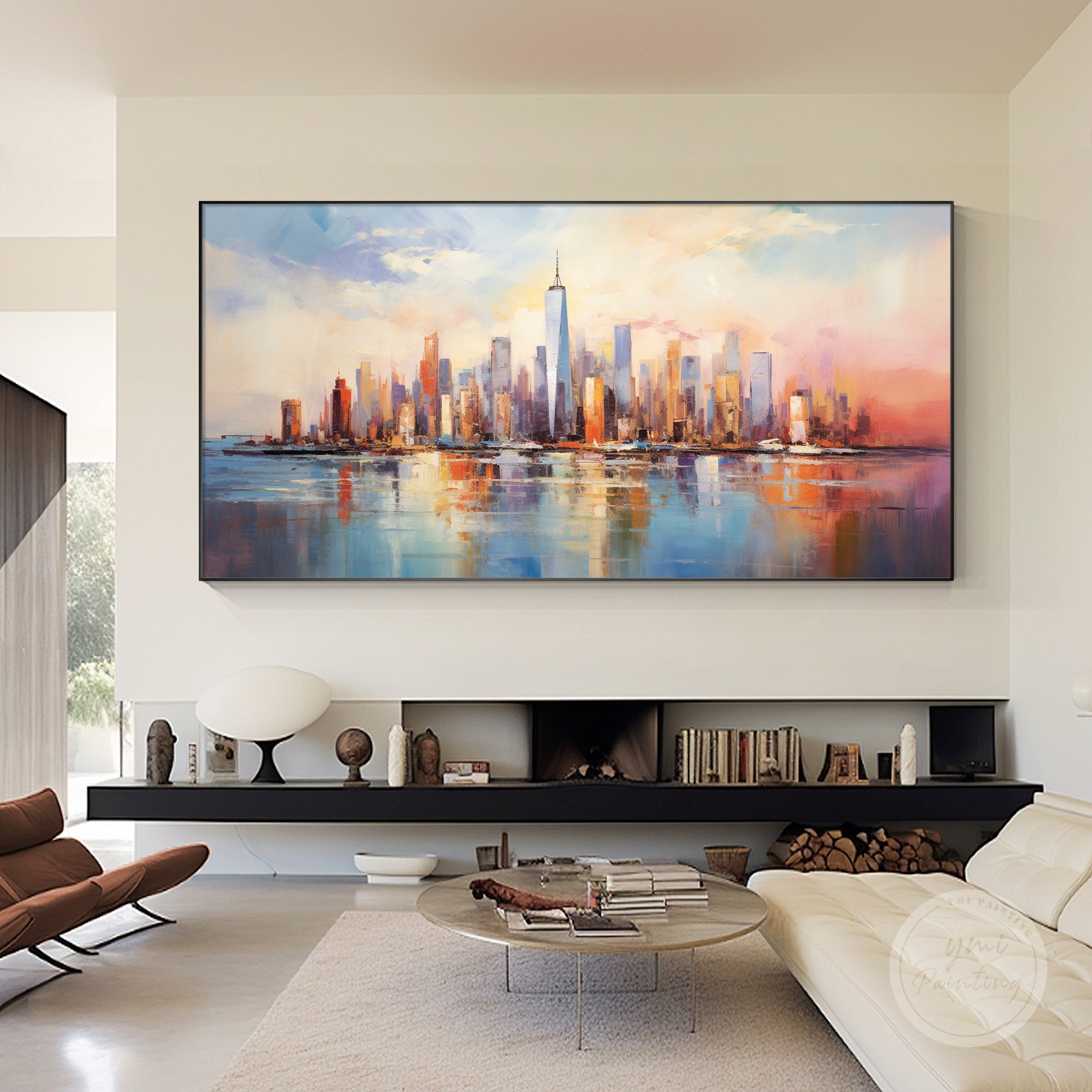 Oversized New York skyline canvas wall decor