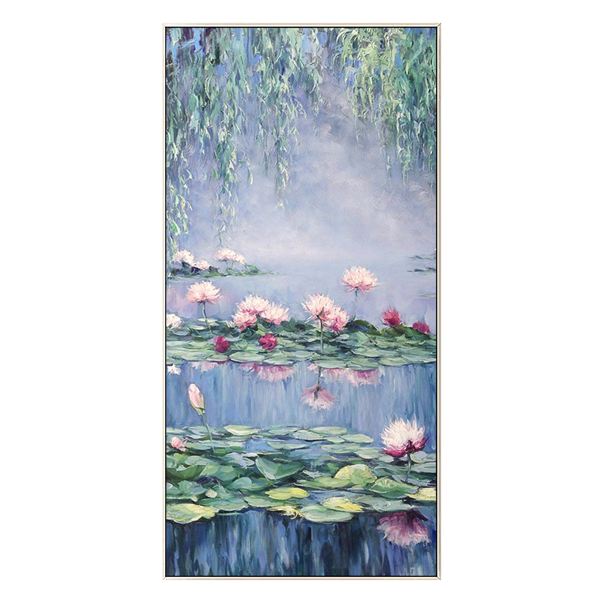 Serene Impressionist Canvas Art with water lilies, adding depth, texture, and calmness to your interior.
