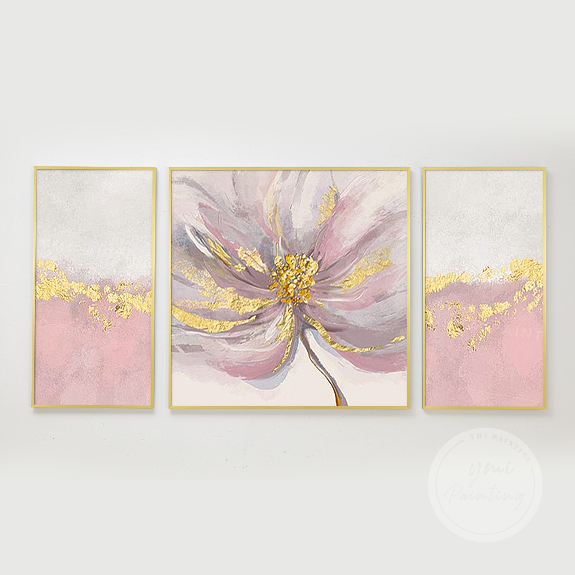 Set of 3 Pink Flower Art #YFL011