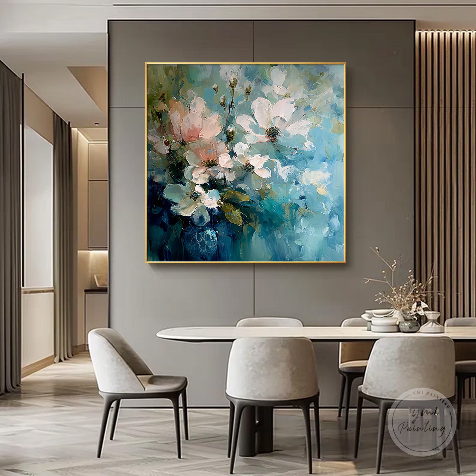 Beautiful hand-painted square flower art, ideal for enhancing your home’s aesthetic.