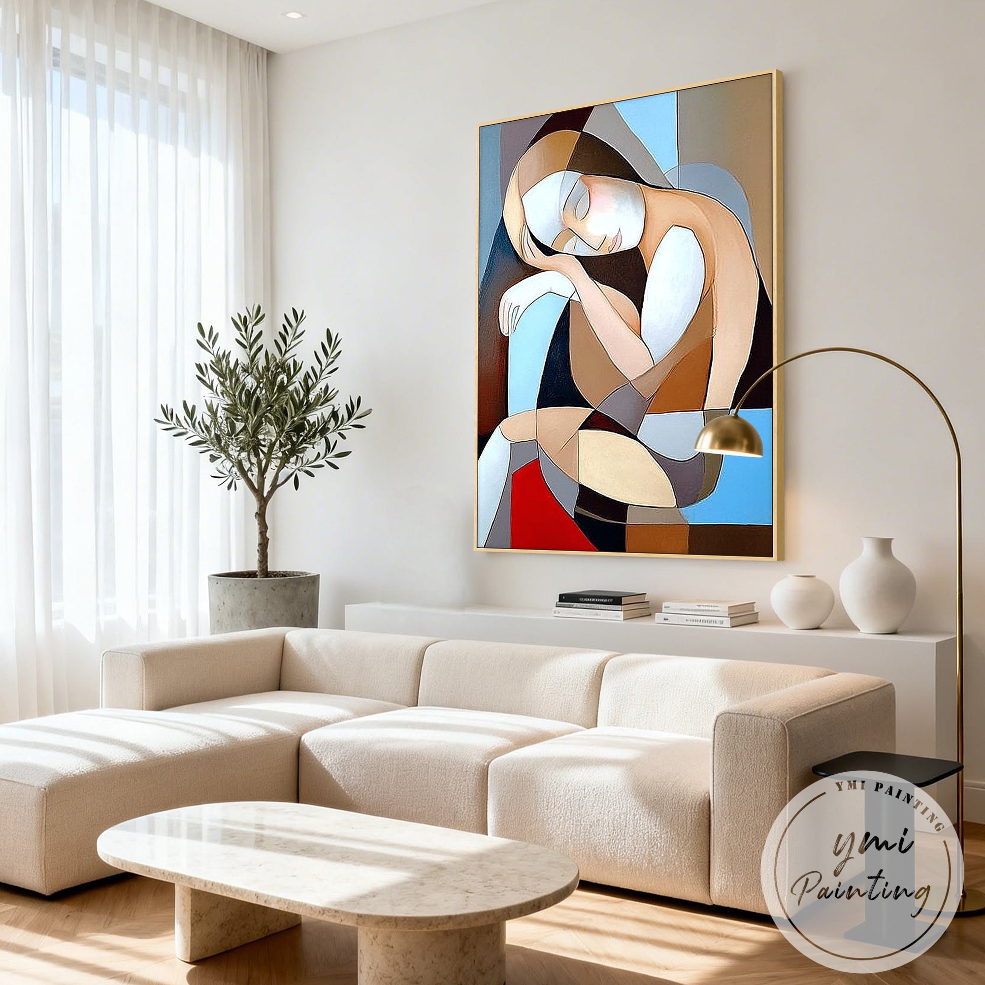 abstract woman painting cubist geometric canvas art
