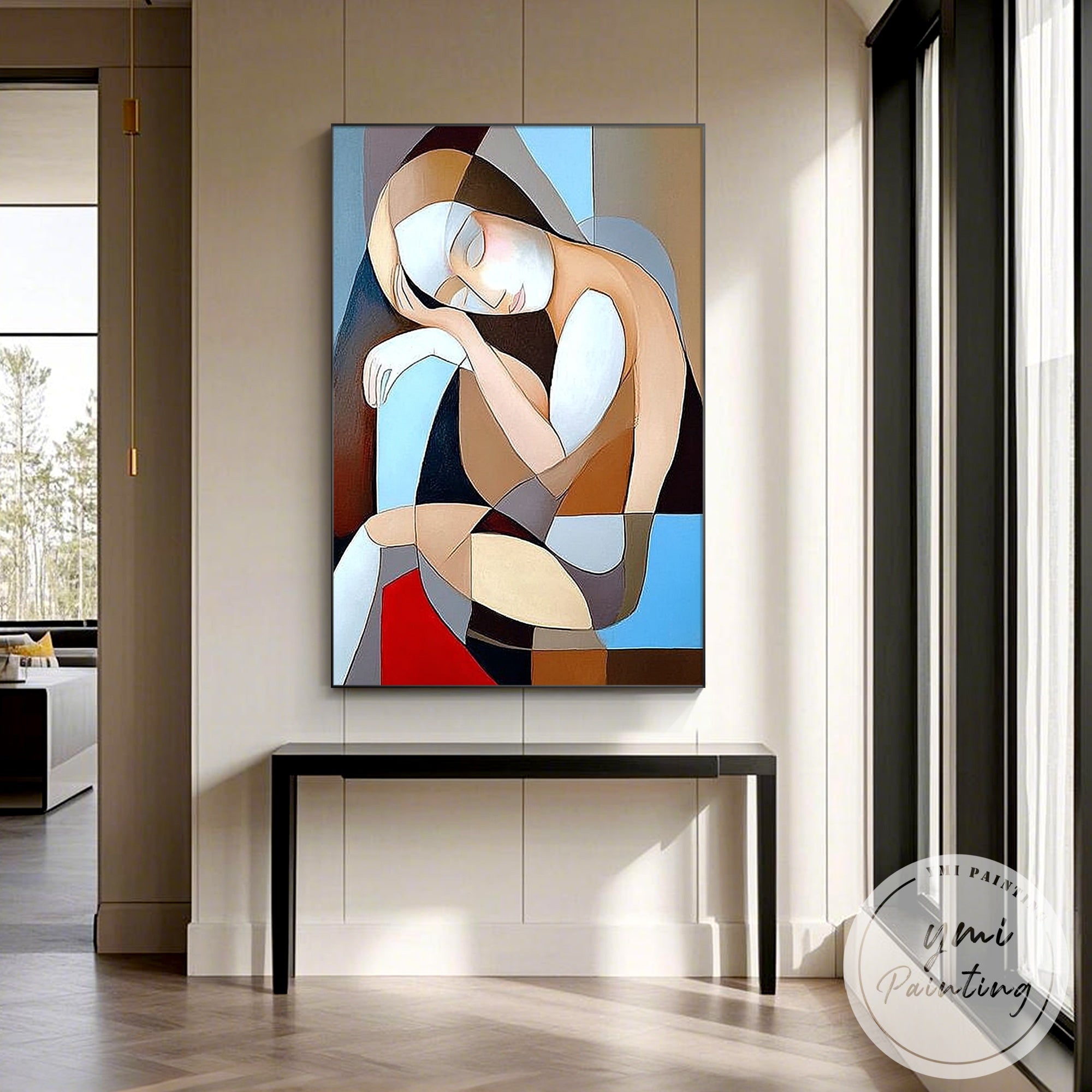 abstract woman painting cubist geometric canvas art