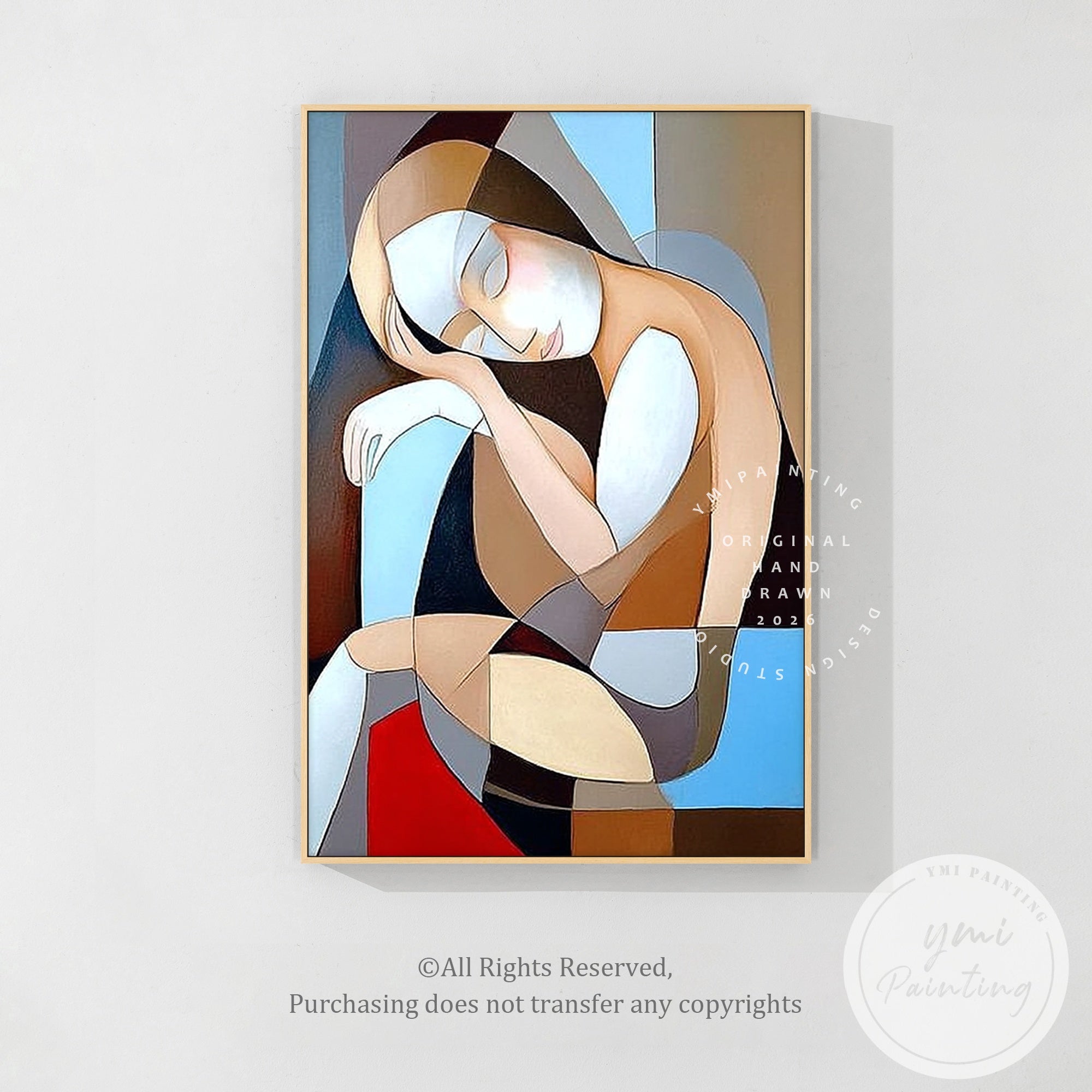 abstract woman painting cubist geometric canvas art