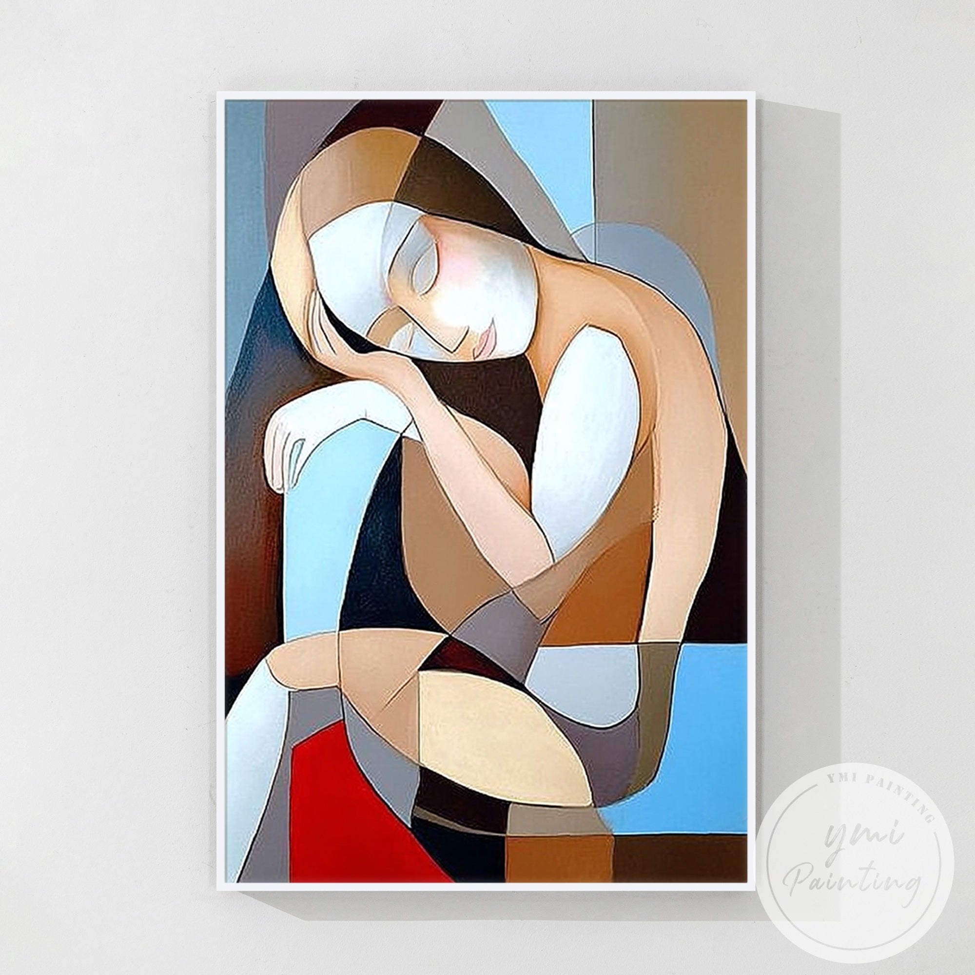 abstract woman painting cubist geometric canvas art