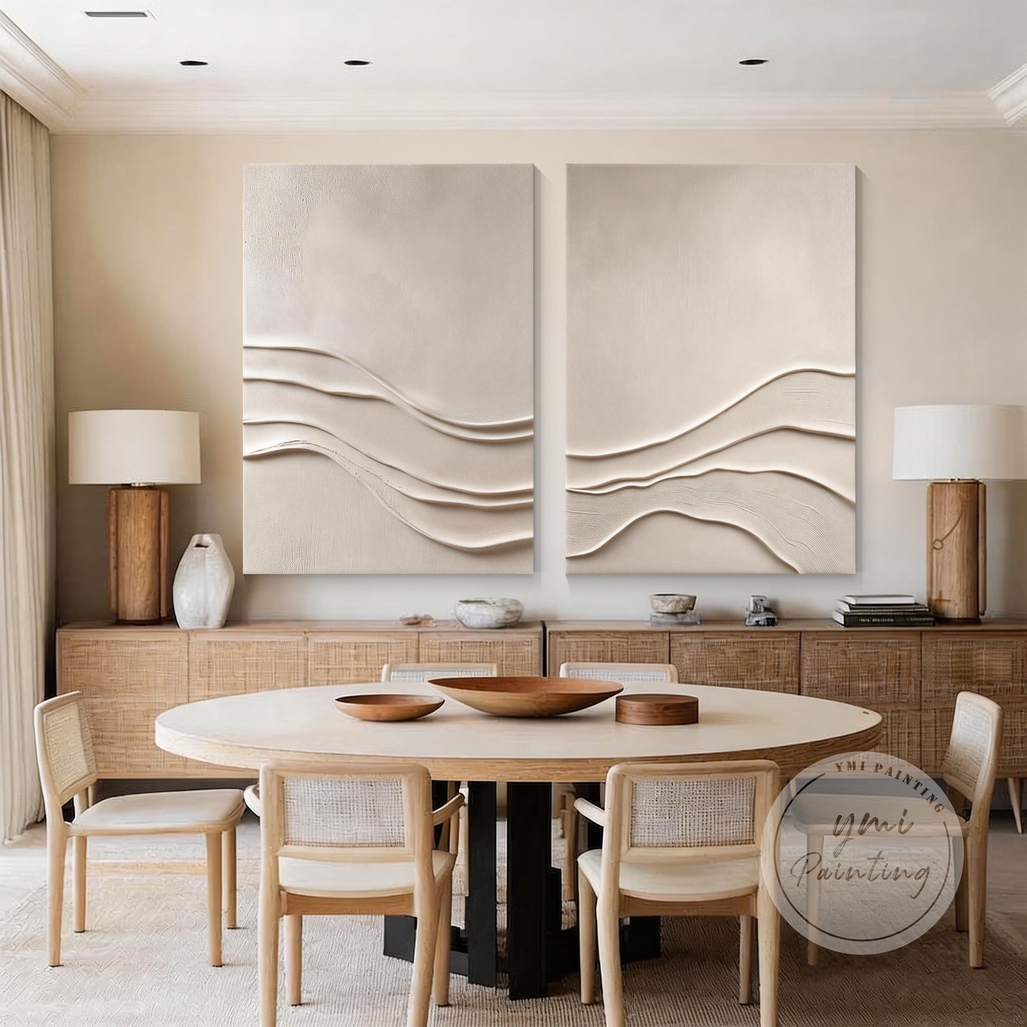 set of 2 Japandi canvas