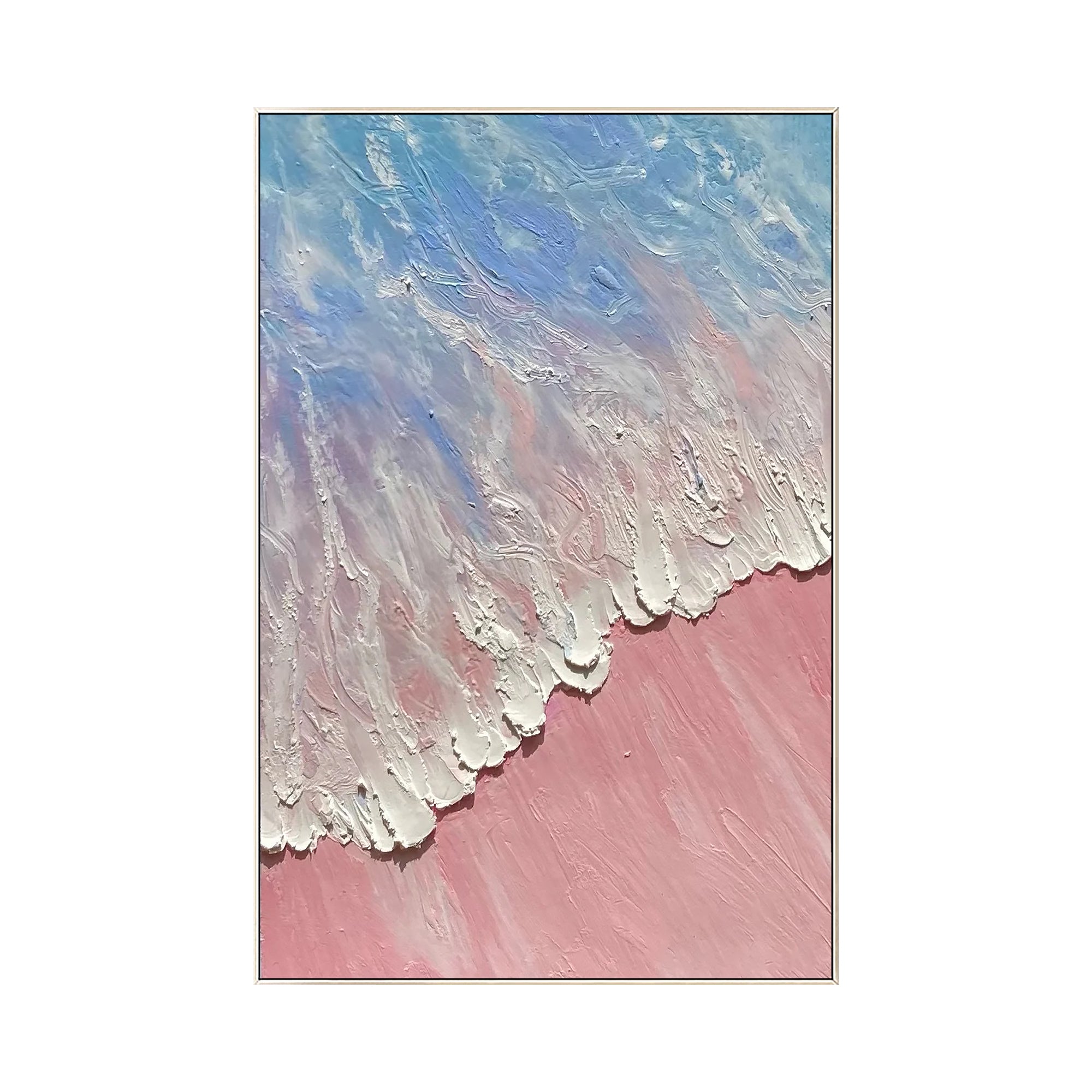 extured sea painting featuring bold palette knife strokes and shimmering water reflections.