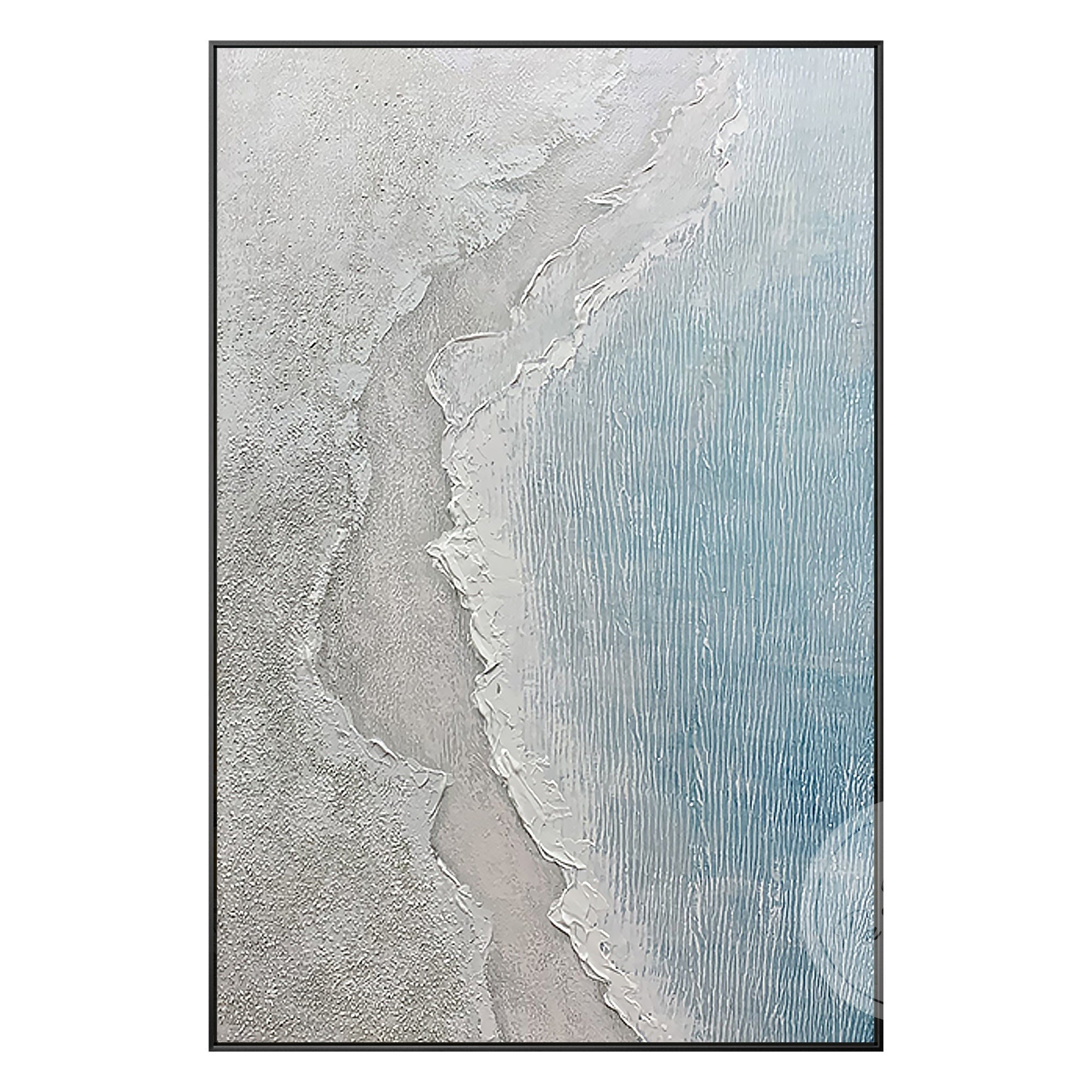 Modern ocean wave painting with bold texture and hand-painted acrylic details.