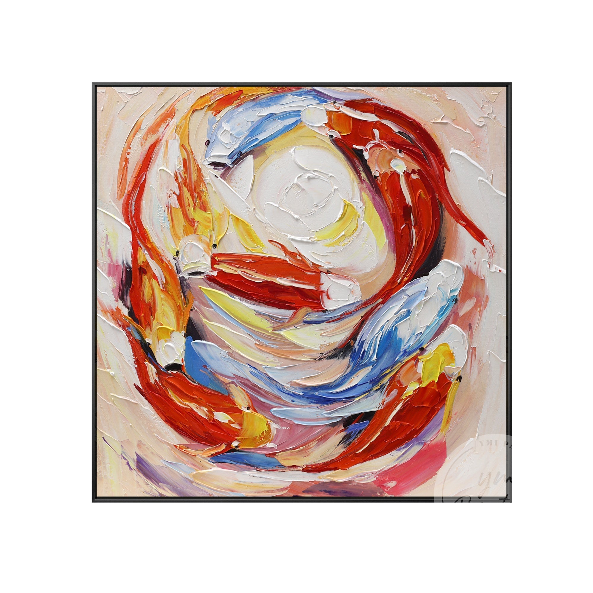 Prosperity and Harmony Artwork with a mesmerizing composition of 9 koi fish, designed to bring positive energy, abundance, and balance to your living space.