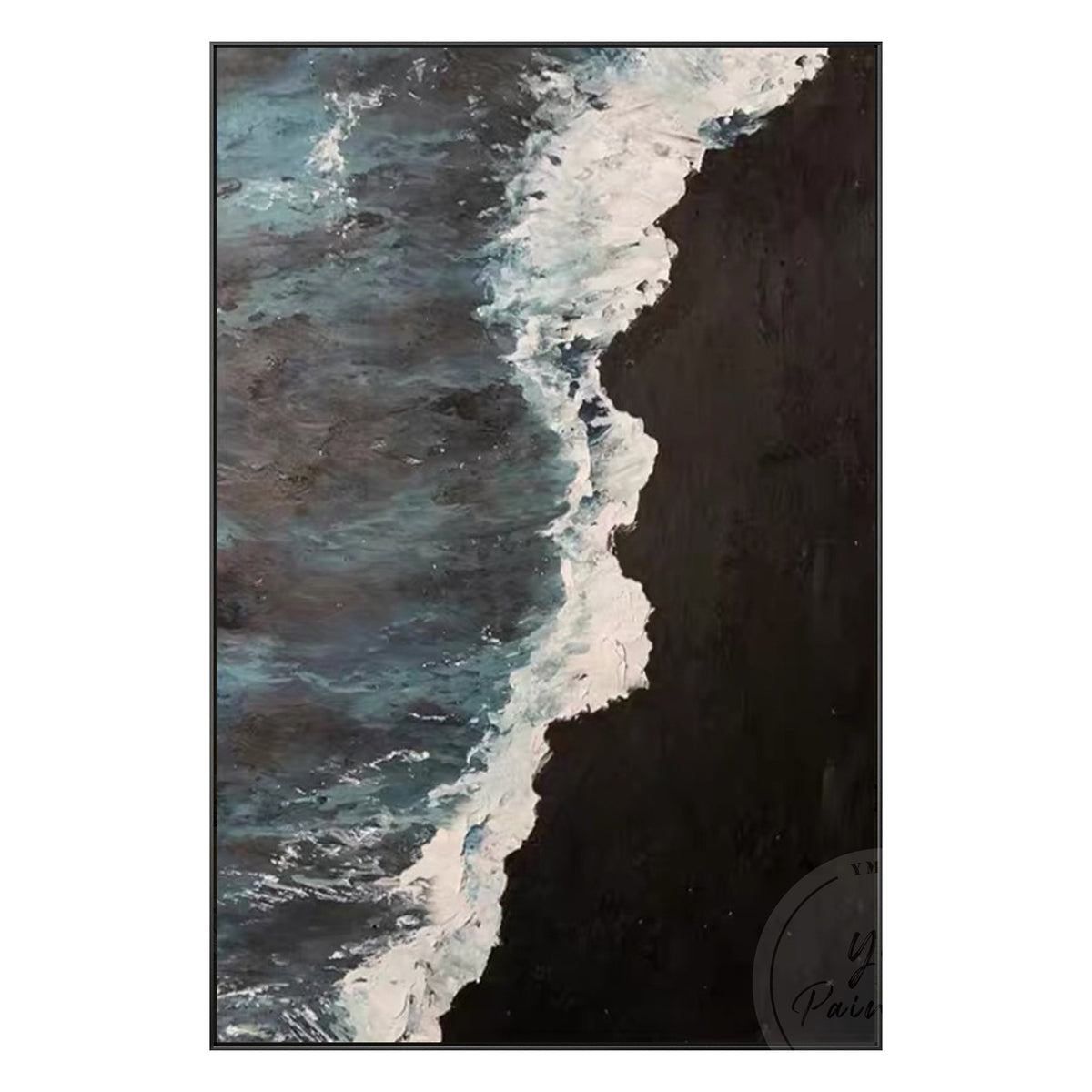 Unique black and blue ocean wall art with a textured finish for a sophisticated look.