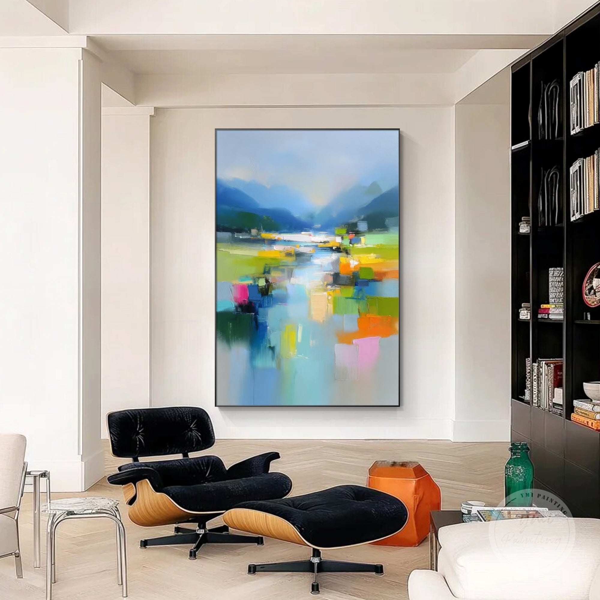 Colorful textured landscape canvas for modern interiors