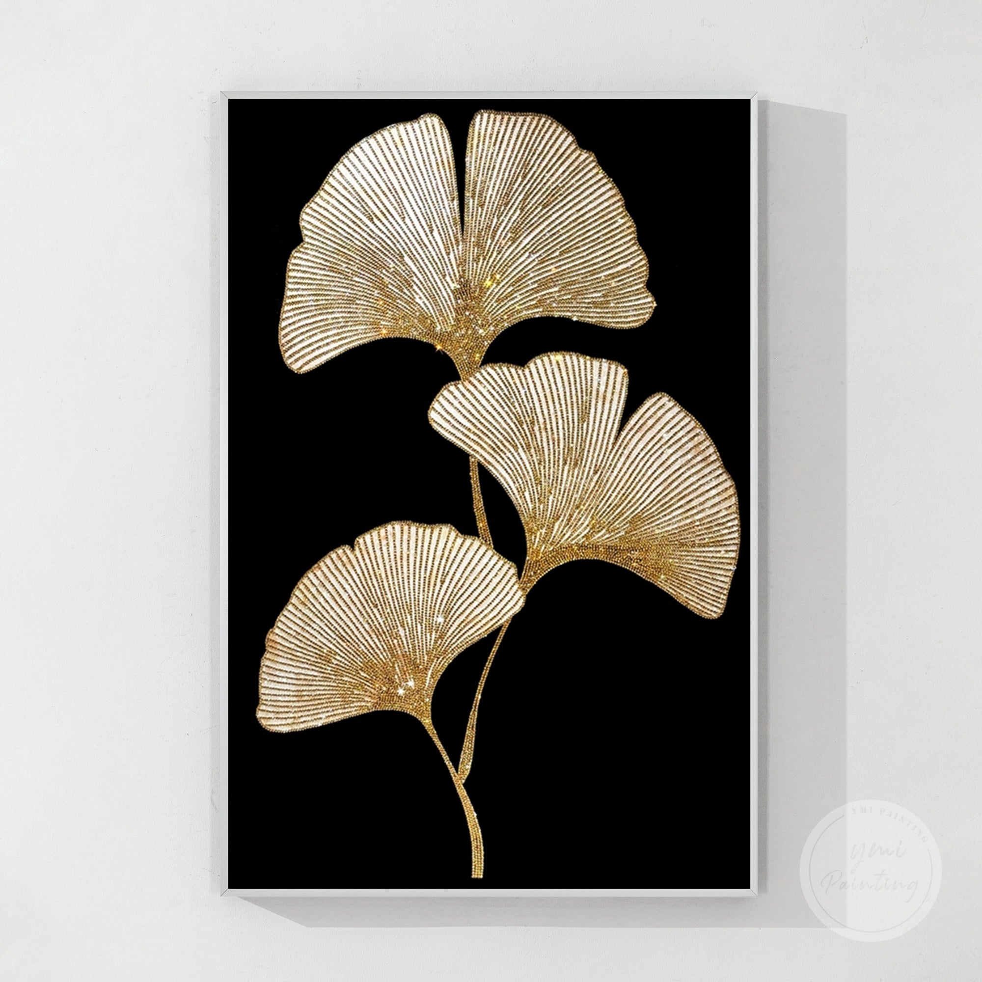 Modern abstract ginkgo crystal canvas, perfect for stylish and elegant spaces.