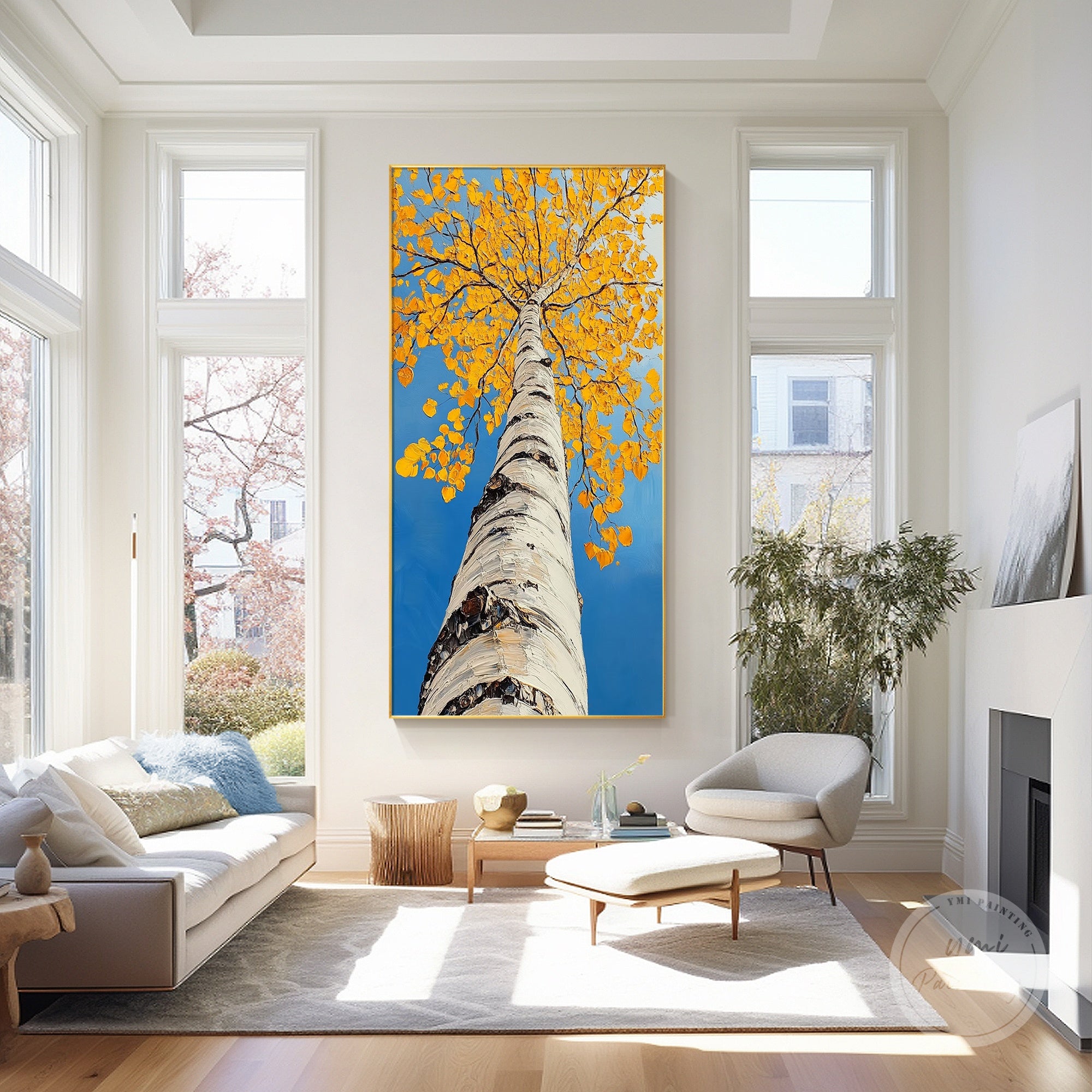 Cozy fall wall art created with expressive brushstrokes and luxurious texture.