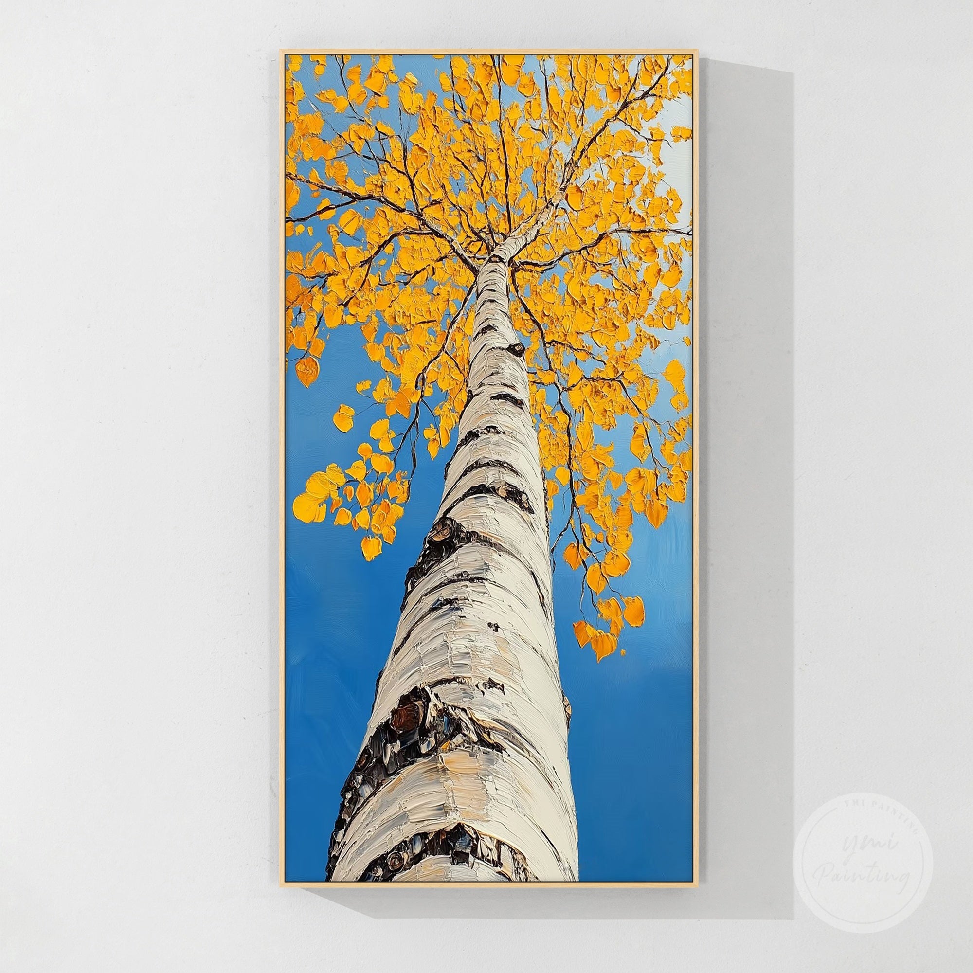 Hand-painted fall landscape canvas with soothing autumn colors.
